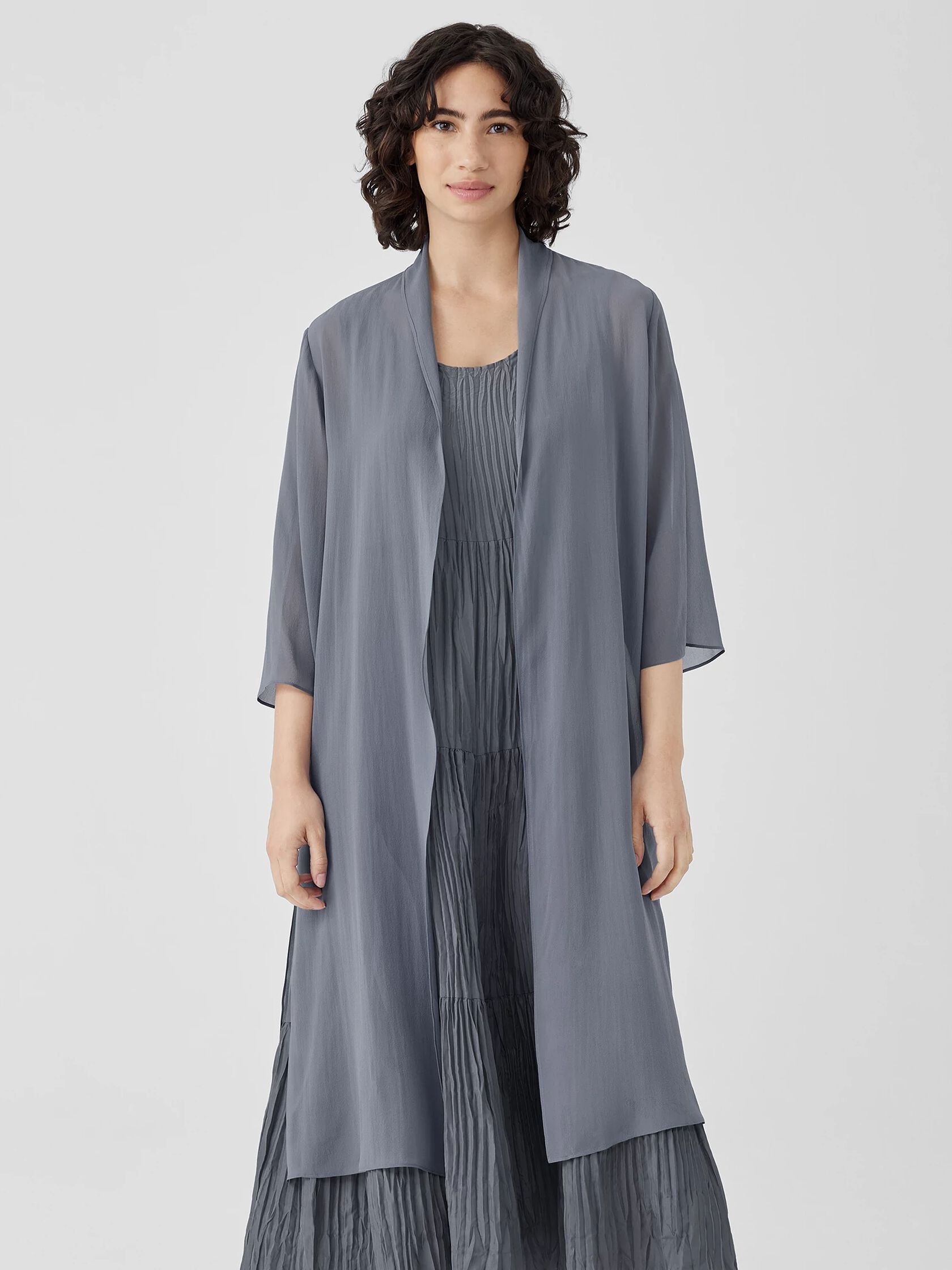 Sheer Silk Georgette High Collar Jacket