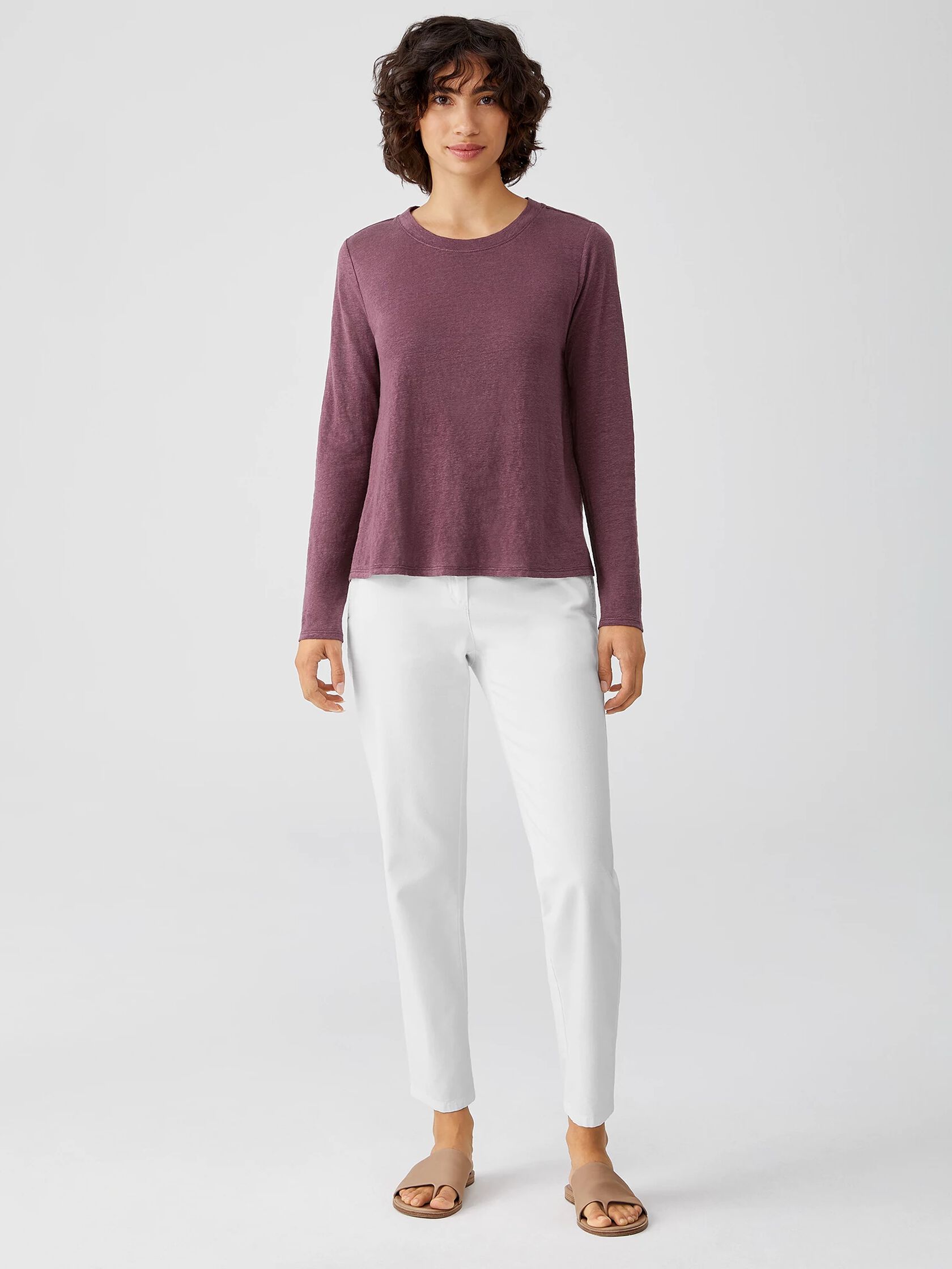 Organic Linen Jersey Crew Neck Top EILEEN FISHER