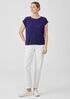 Organic Linen Jersey Shirred-Back Top