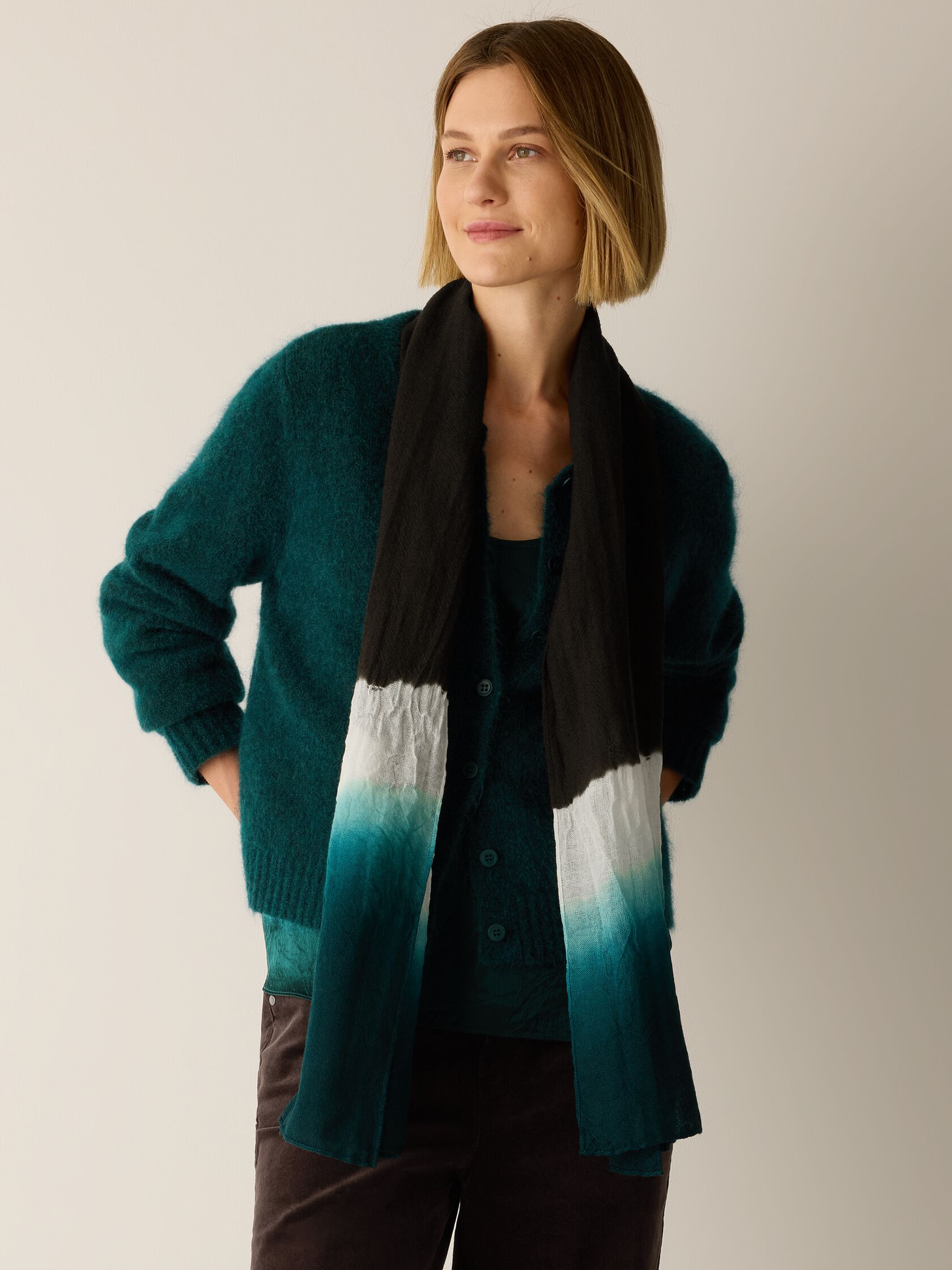 Hand-Dyed Wool Gauze Scarf
