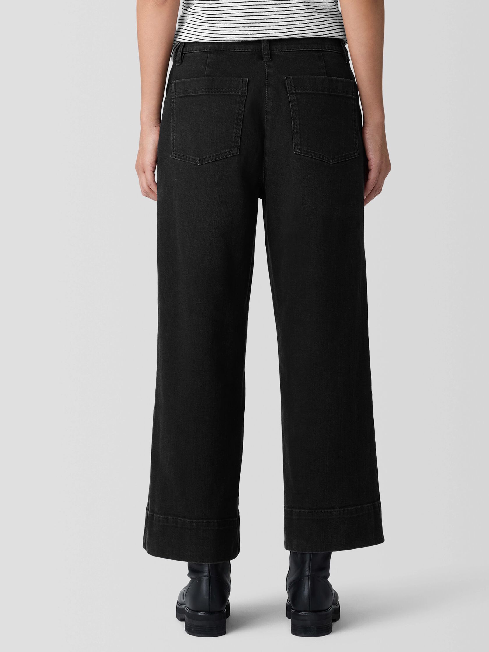 Cotton Stretch Denim Wide-Leg Jean