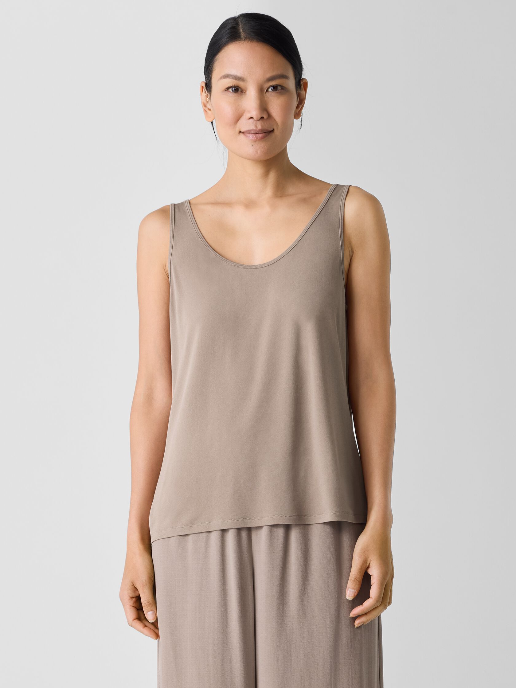 Stretch Silk Jersey Scoop Neck Tank