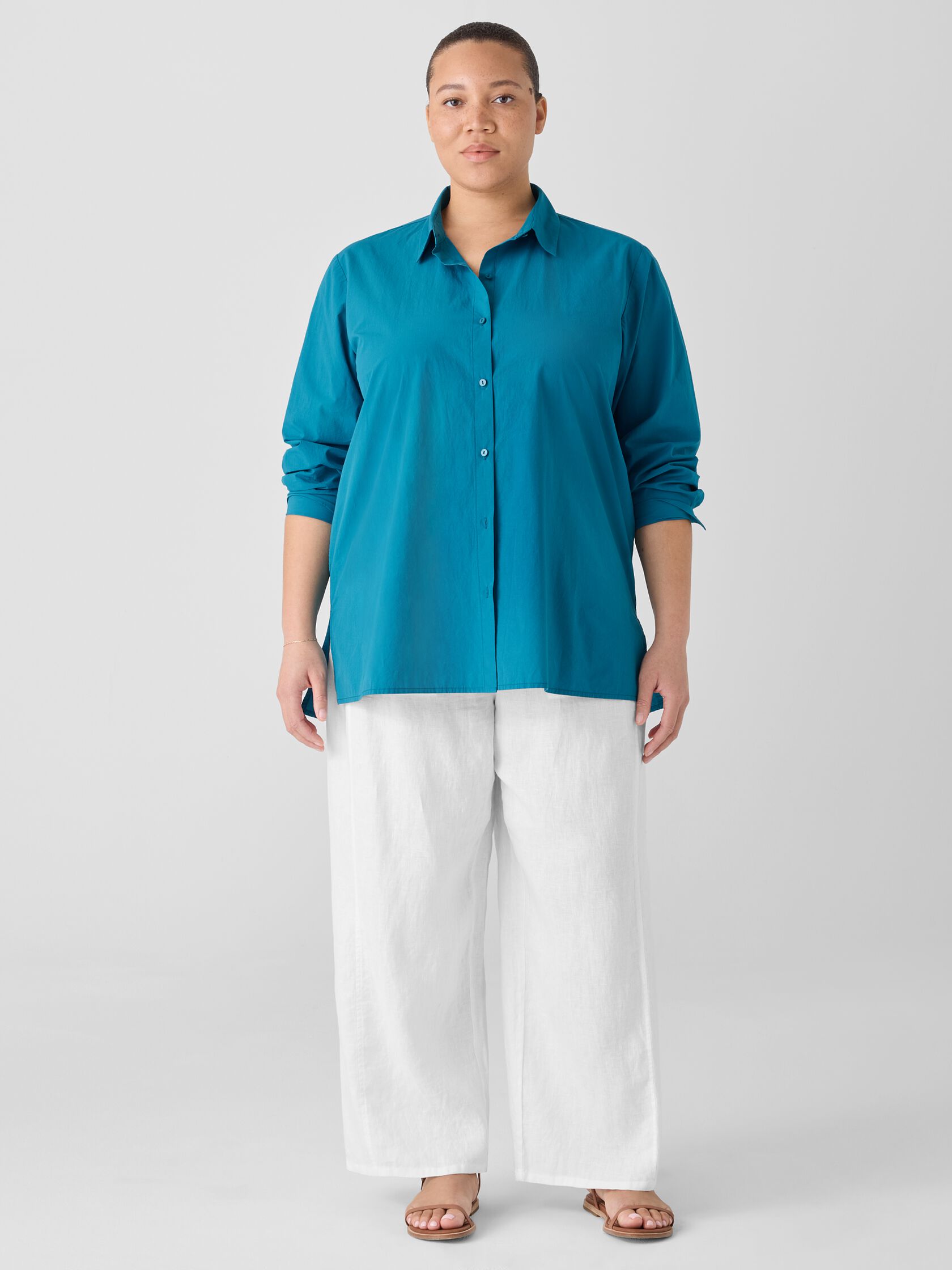 Washed Organic Cotton Poplin Classic Collar Shirt