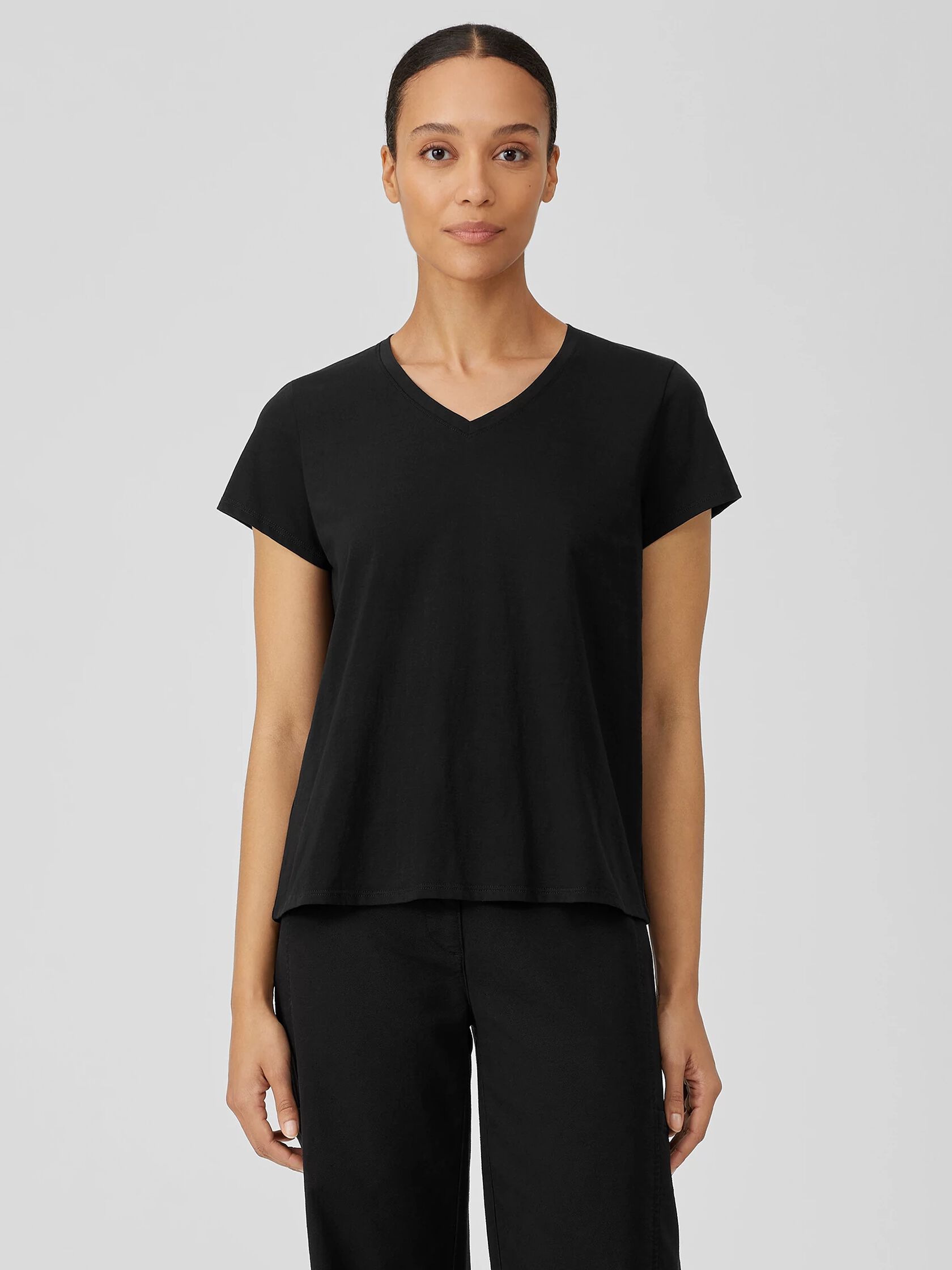 Organic Pima Cotton Jersey V-Neck Tee