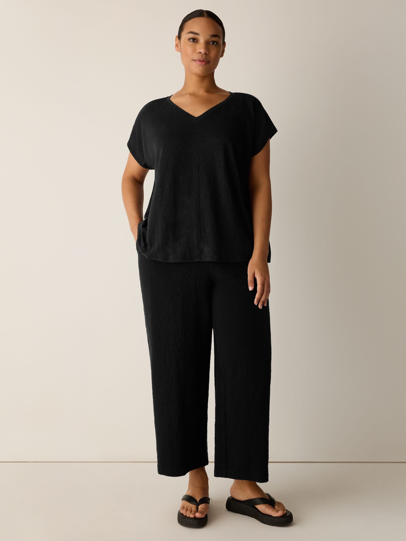 Organic Linen Jersey V-Neck Tee