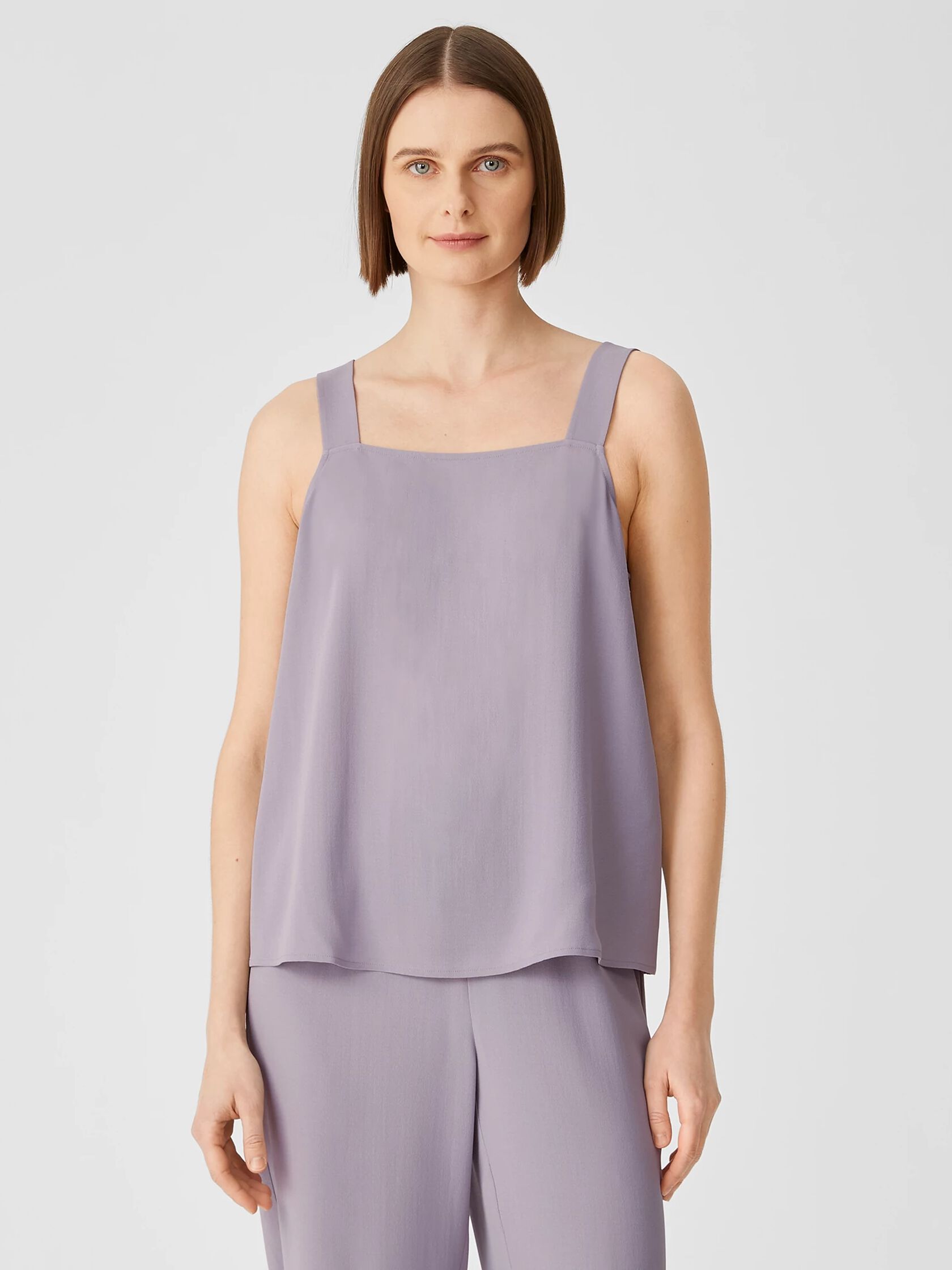 Silk Georgette Crepe Square Neck Tank