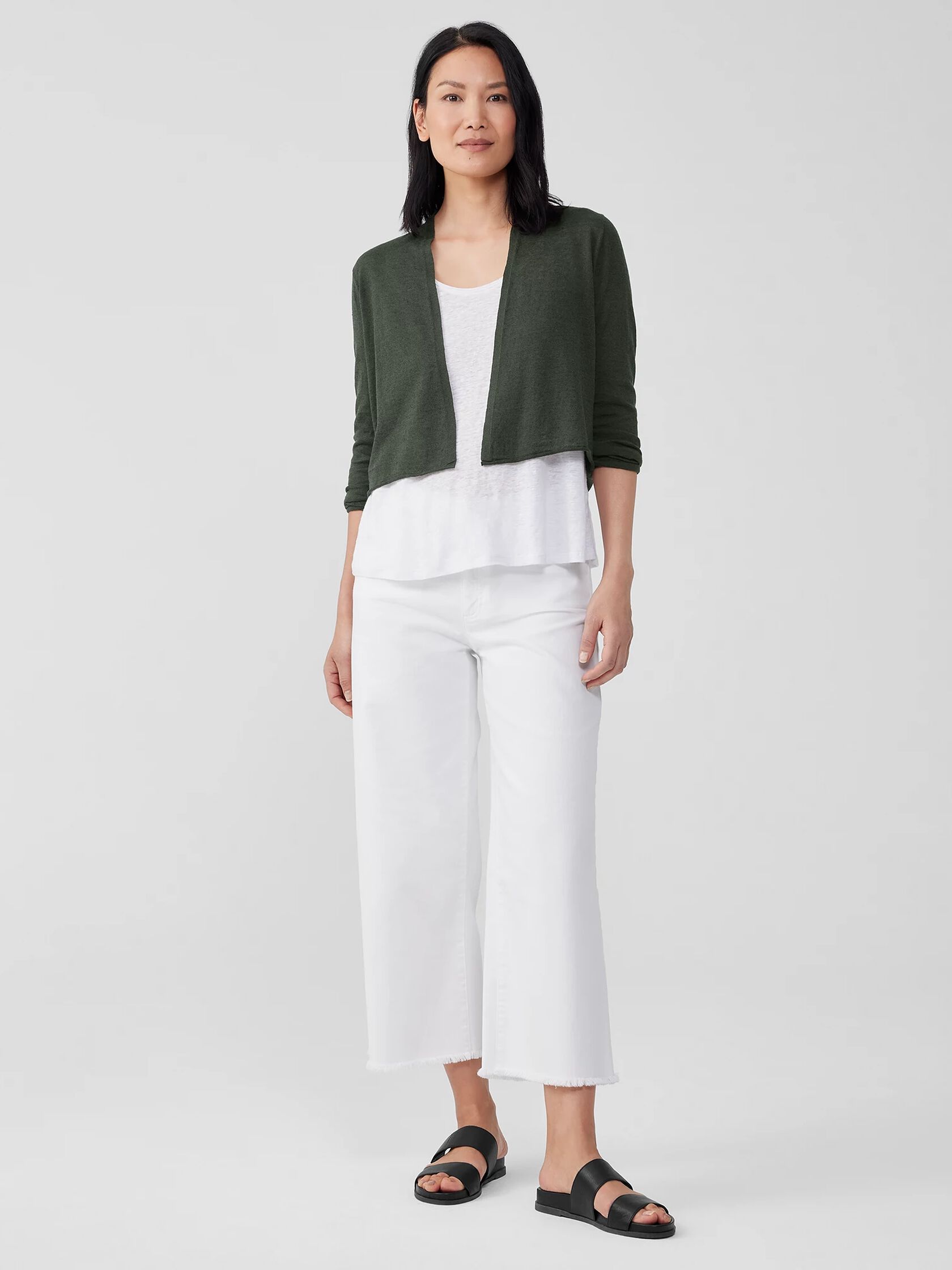 Organic Linen Cotton Jersey Cropped Cardigan