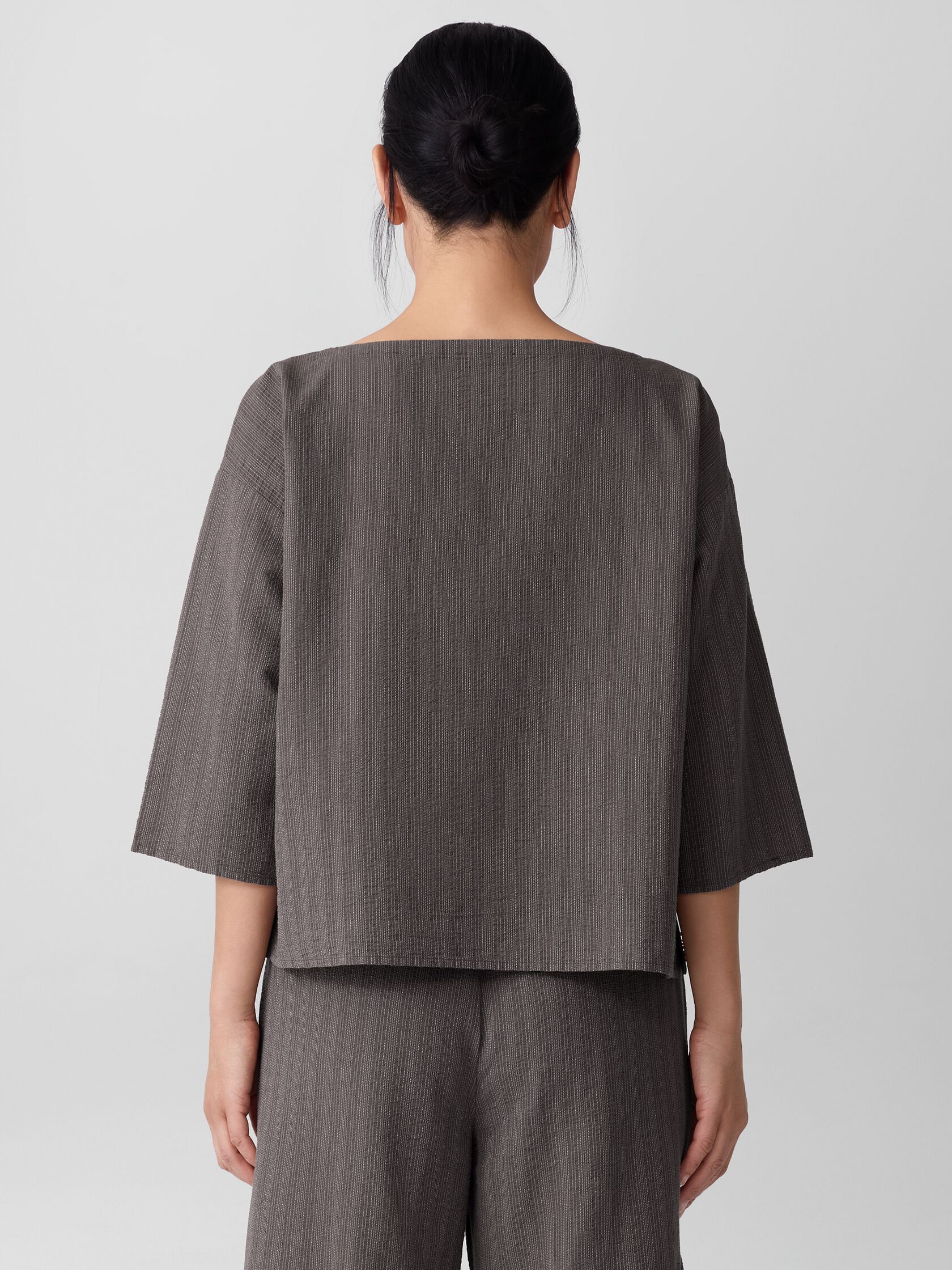 Cotton Blend Stripe Stitch Box-Top