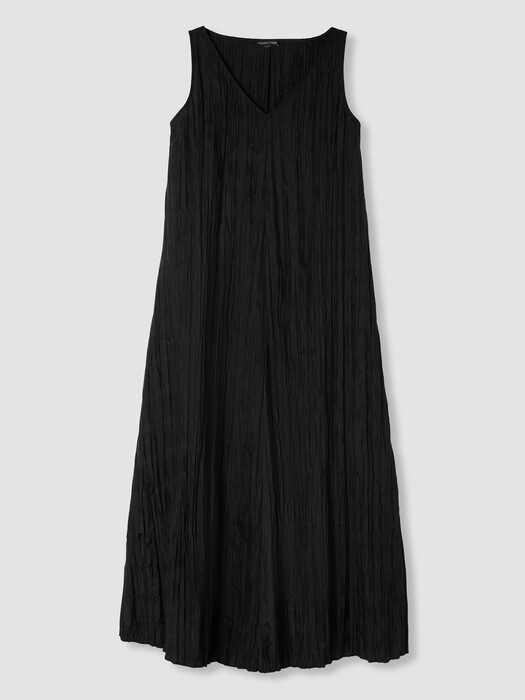 Crushed Silk V-Neck Dress
