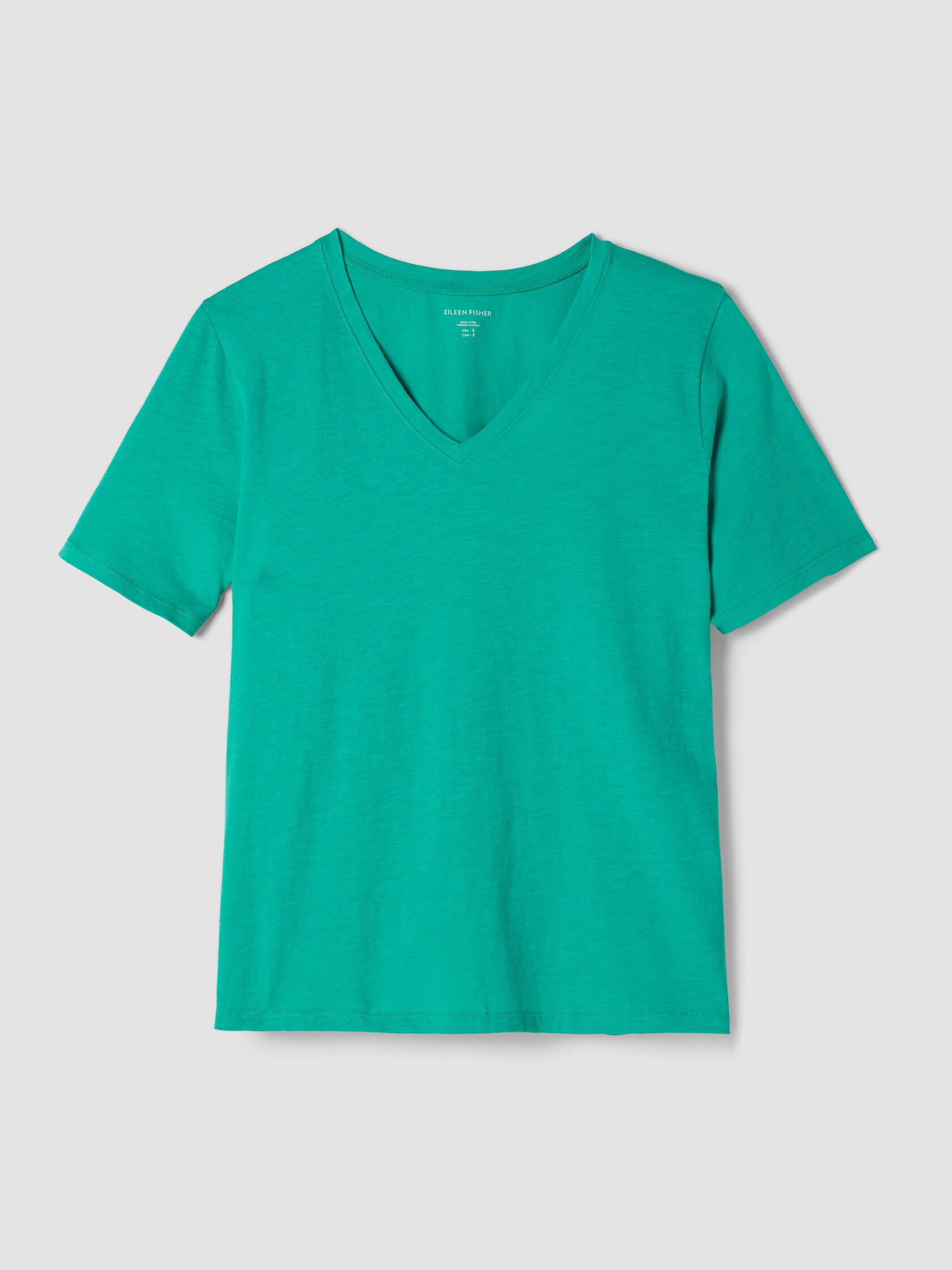 Organic Cotton Slubby Jersey V-Neck Tee
