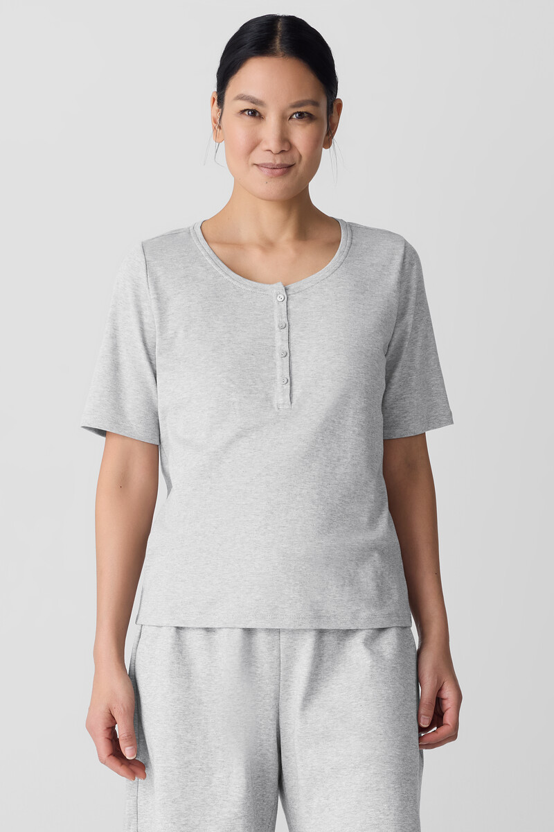 Mélange Organic Cotton Interlock Henley Sleep Top Mélange Organic Cotton Interlock Henley Sleep Top