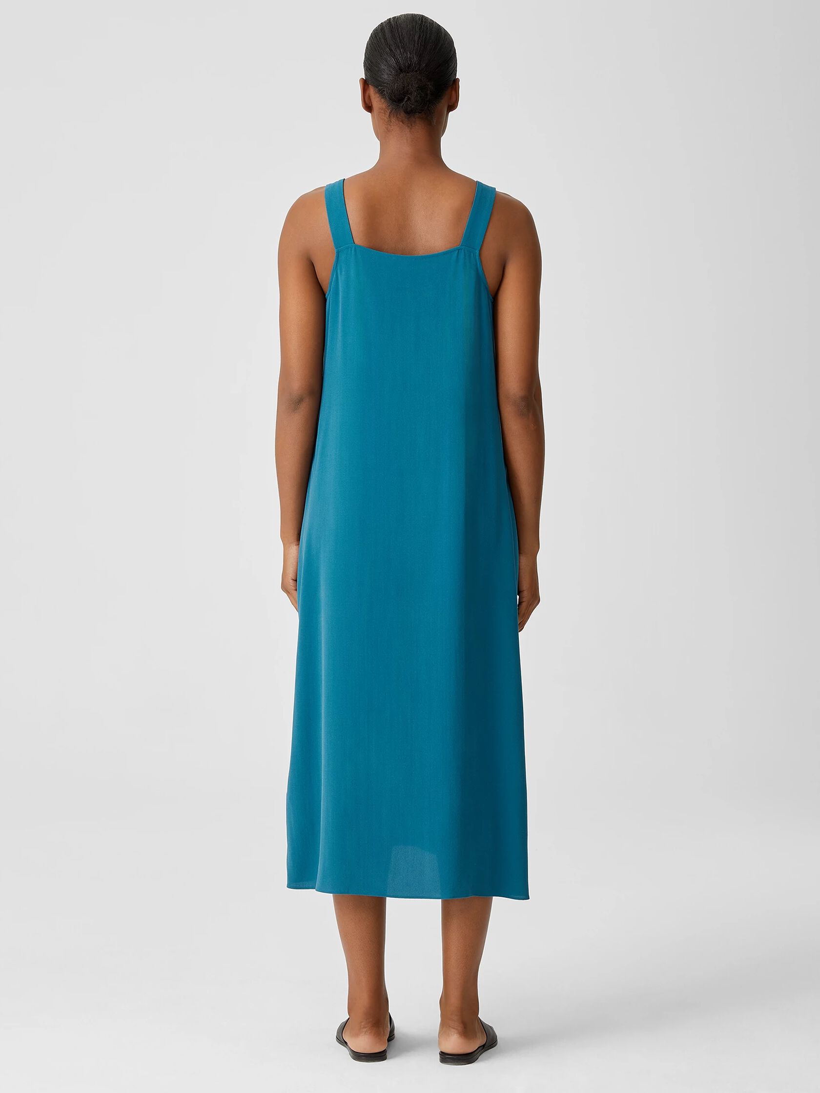 Silk Georgette Crepe Square Neck Dress