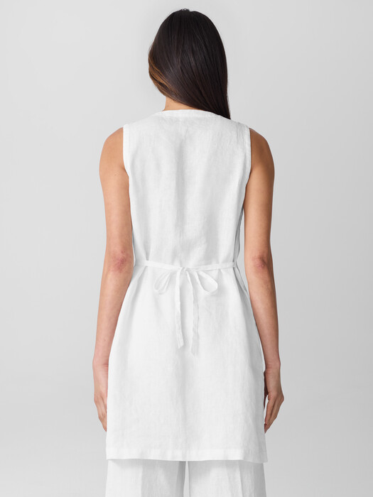 Organic Linen Round Neck Long Vest
