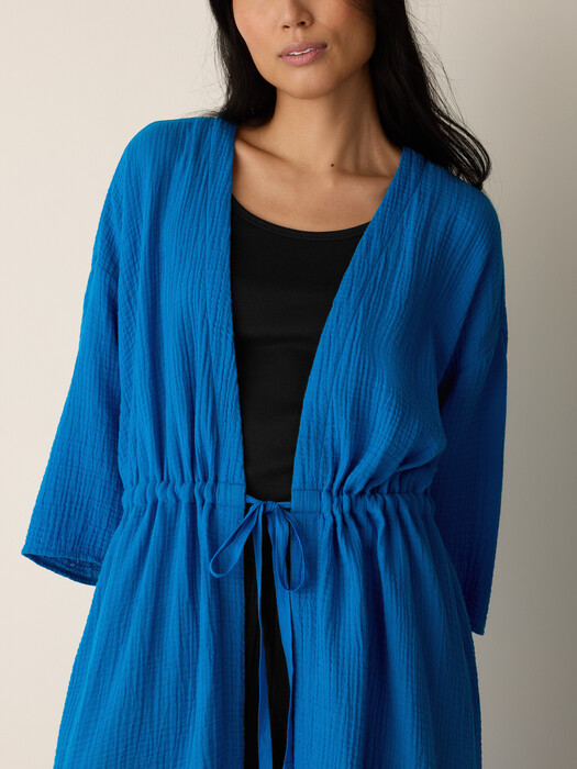 Eileen Fisher - Women's Organic Cotton Lofty Gauze Caftan - Blue - Size: 1X/2X regular Eileen Fisher - Women's Organic Cotton Lofty Gauze Caftan - Blue - Size: 1X/2X regular