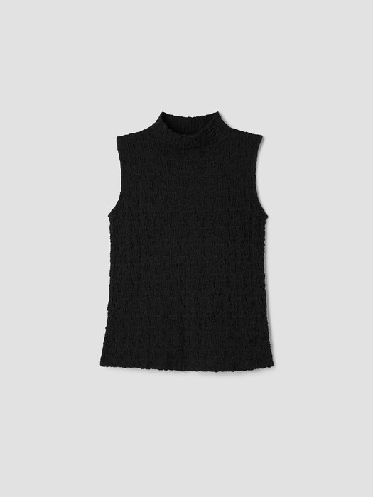 Bubble Jacquard Funnel Neck Top