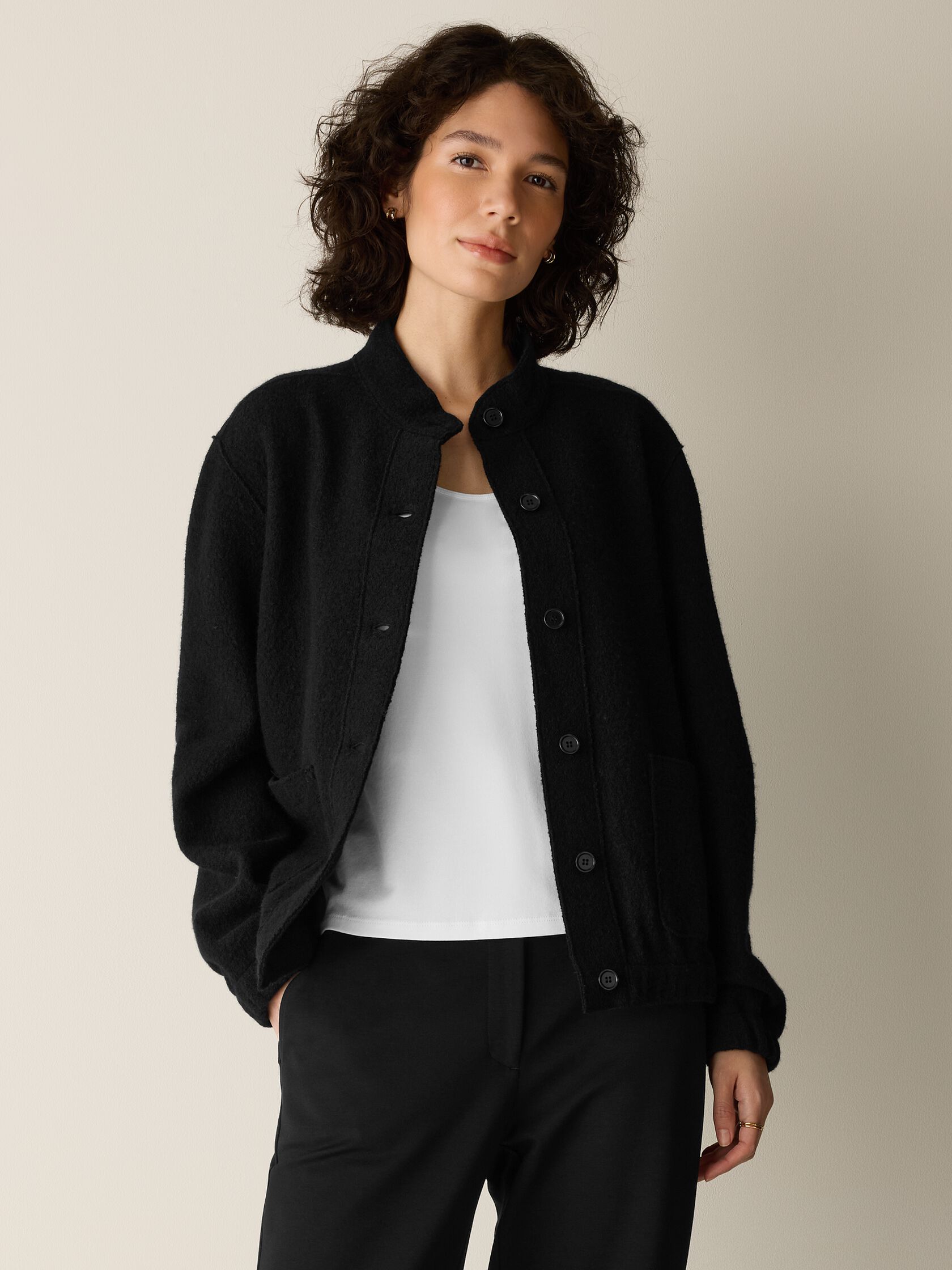 Lightweight Boiled Wool Flight Jacket in Regenerative Wool