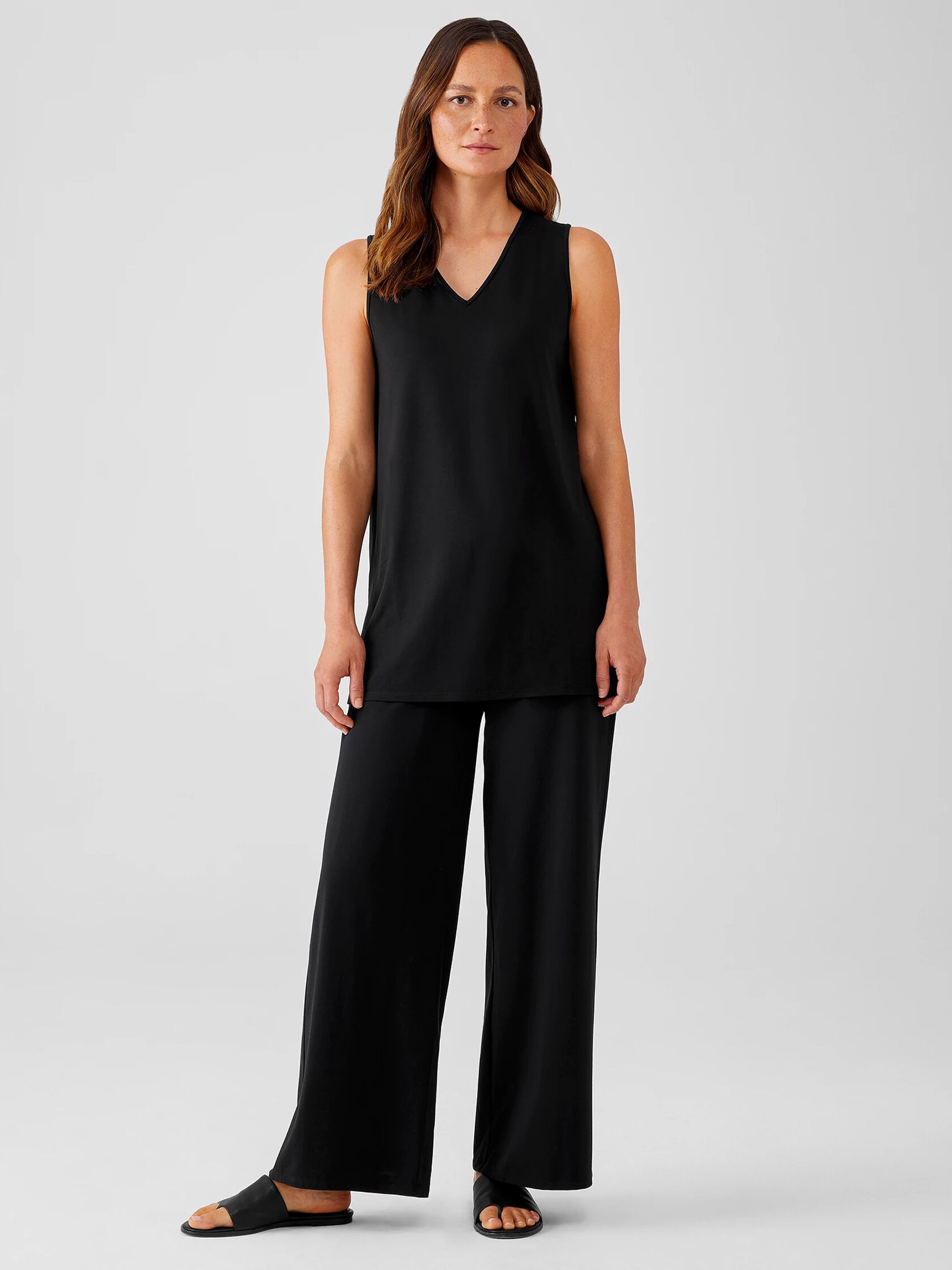 Stretch Jersey Knit V-Neck Tank