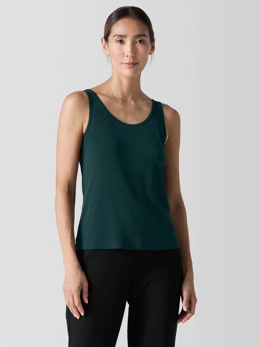 Stretch Silk Jersey Scoop Neck Tank