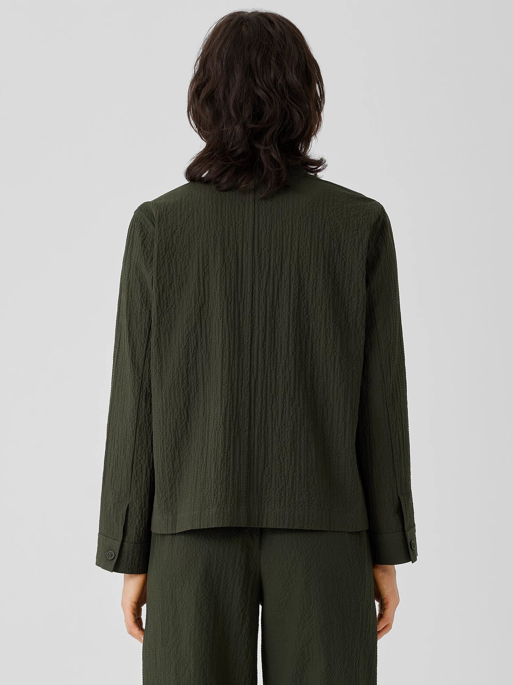 Organic Cotton Pucker Mandarin Collar Jacket