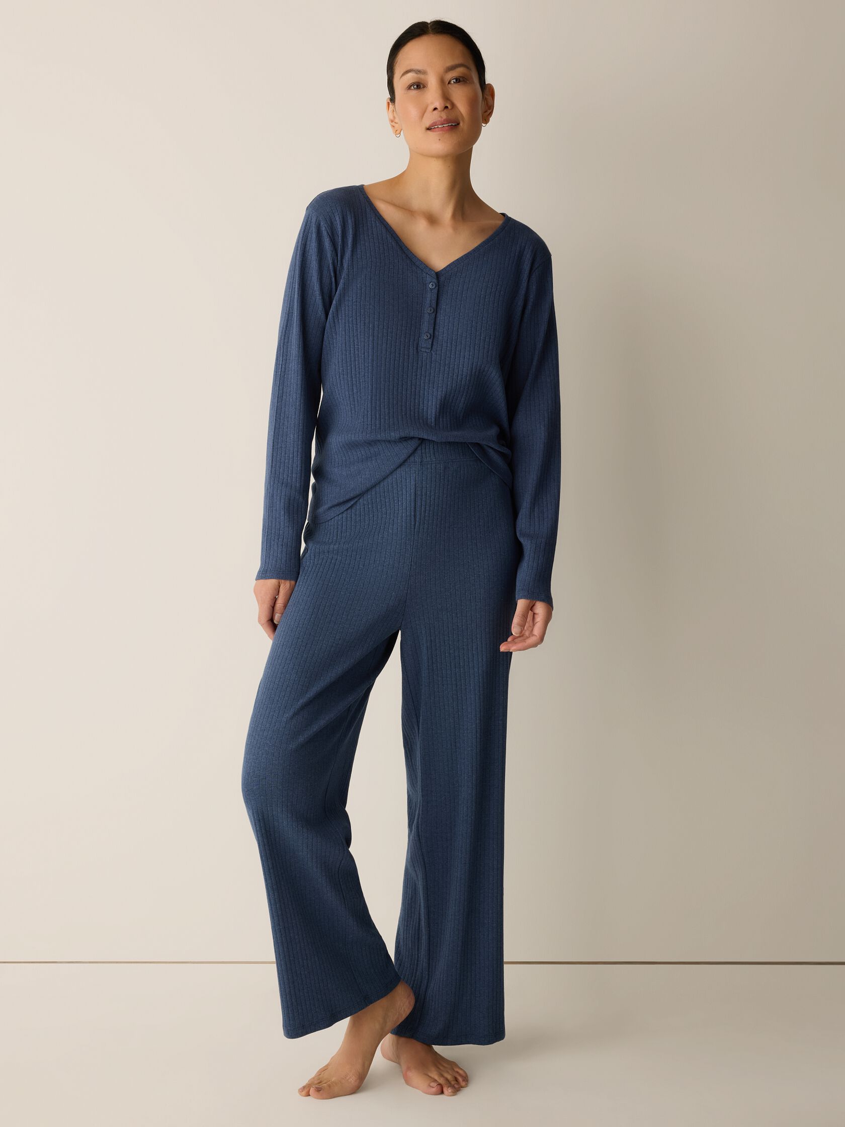 Organic Cotton Rib Straight Sleep Pant