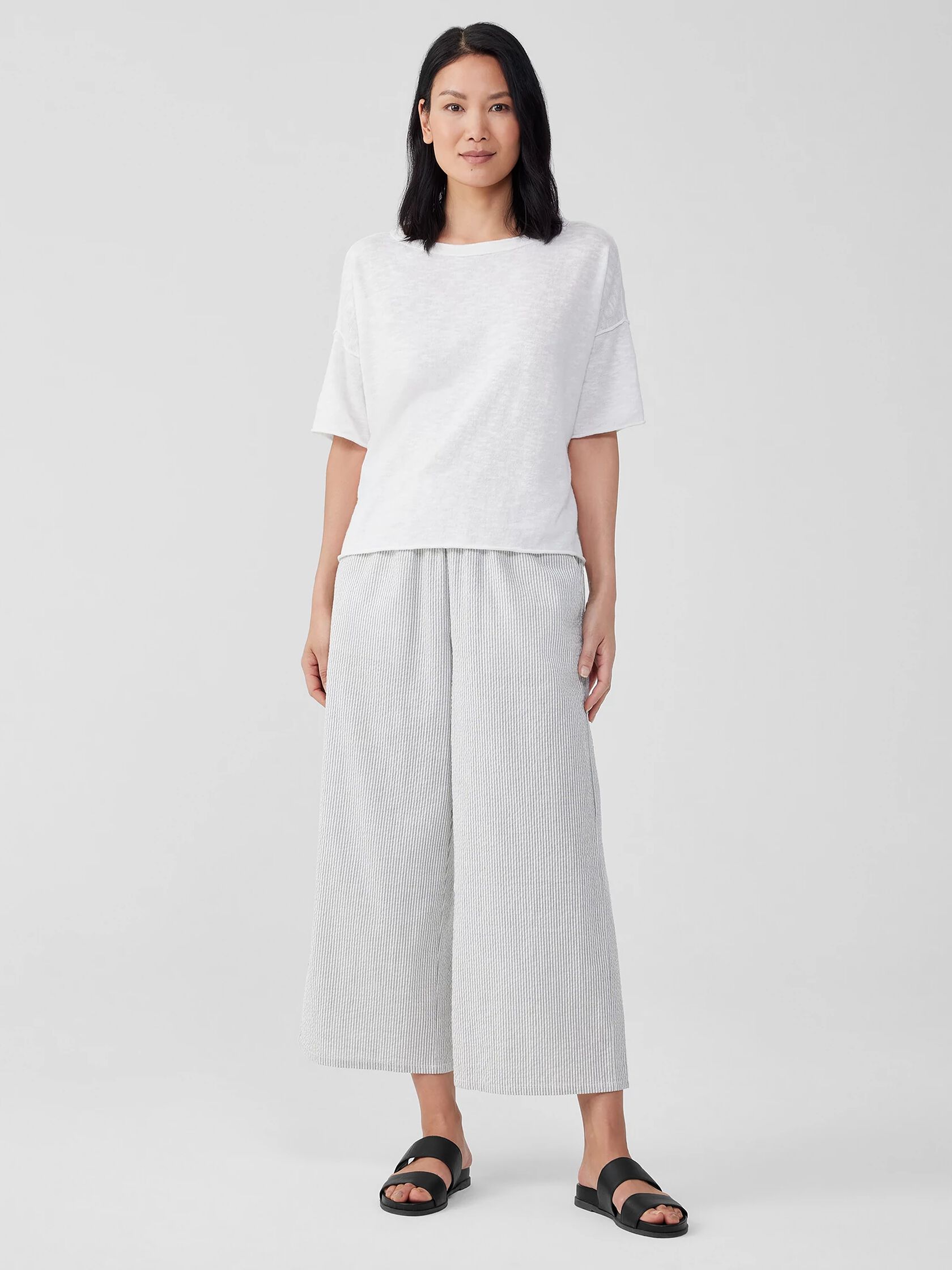 Organic Cotton Ripple Wide-Leg Pant