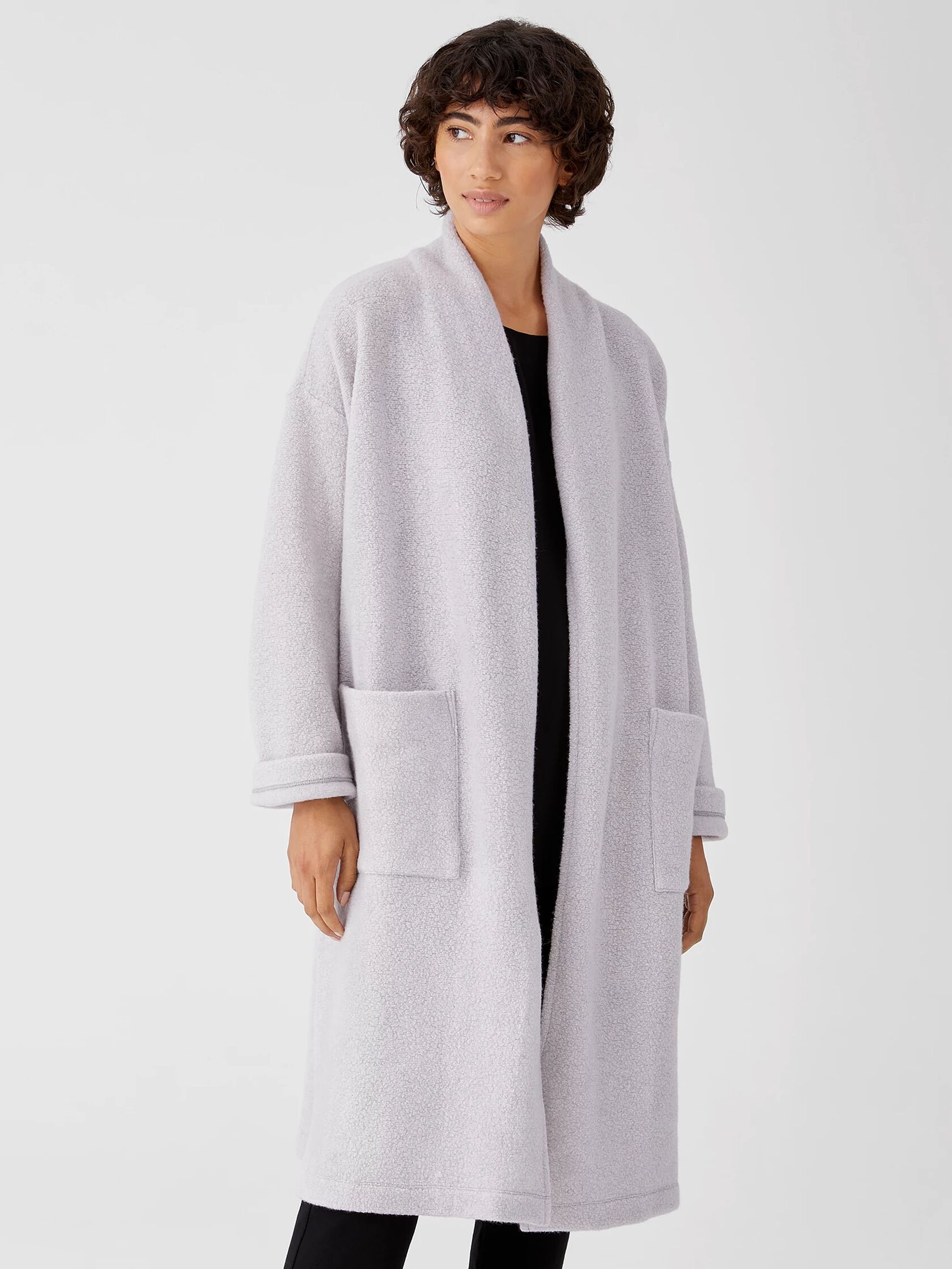 Boucle Wool Knit Long Coat