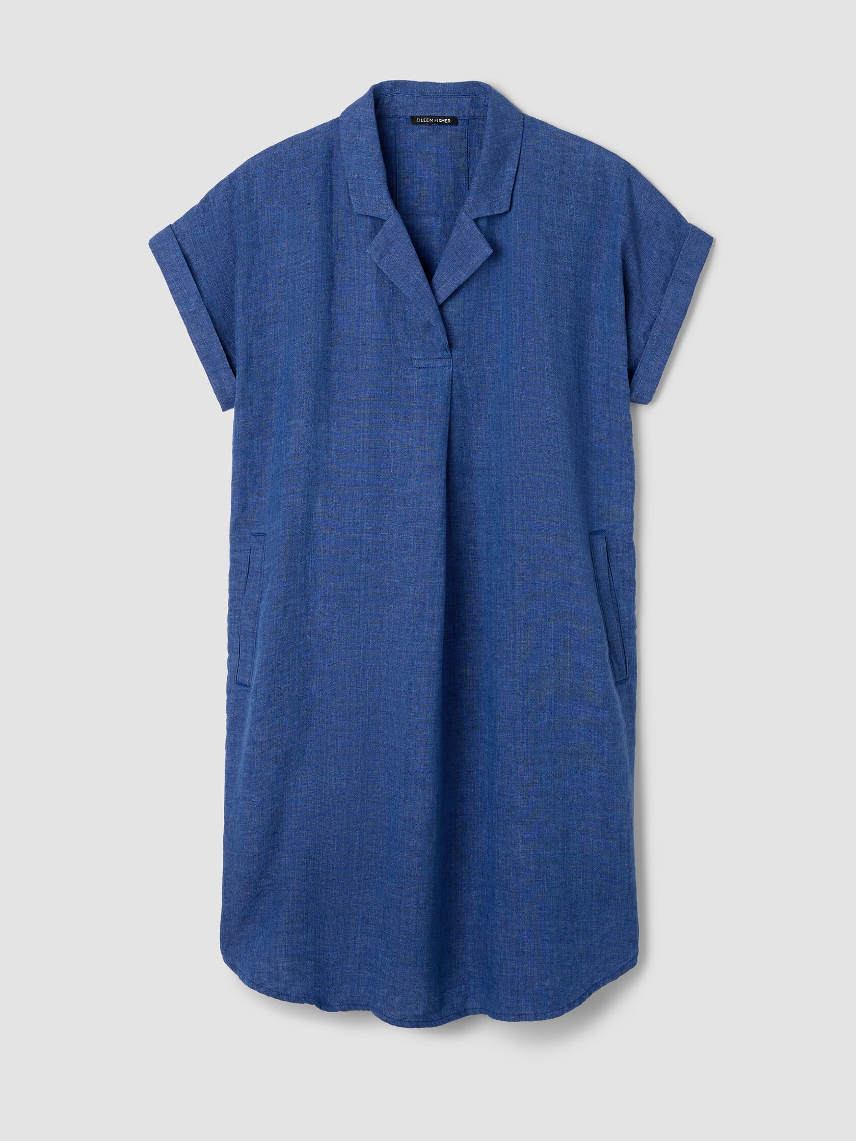 Washed Organic Linen D&eacute;lav&eacute; Notch Collar Dress