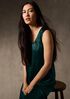 Textured Satin Curved V-Neck Tank