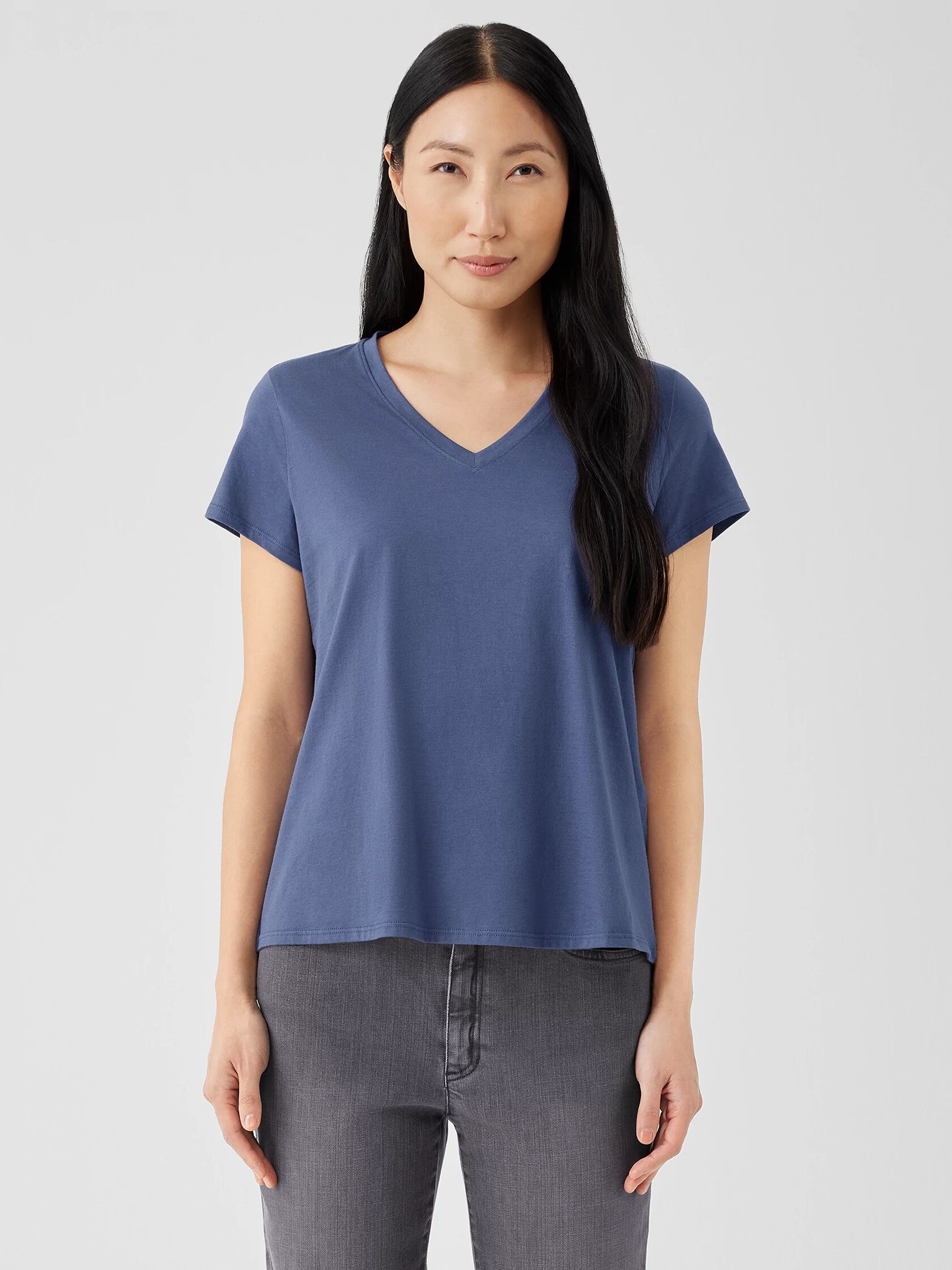 Organic Pima Cotton Jersey V-Neck Tee