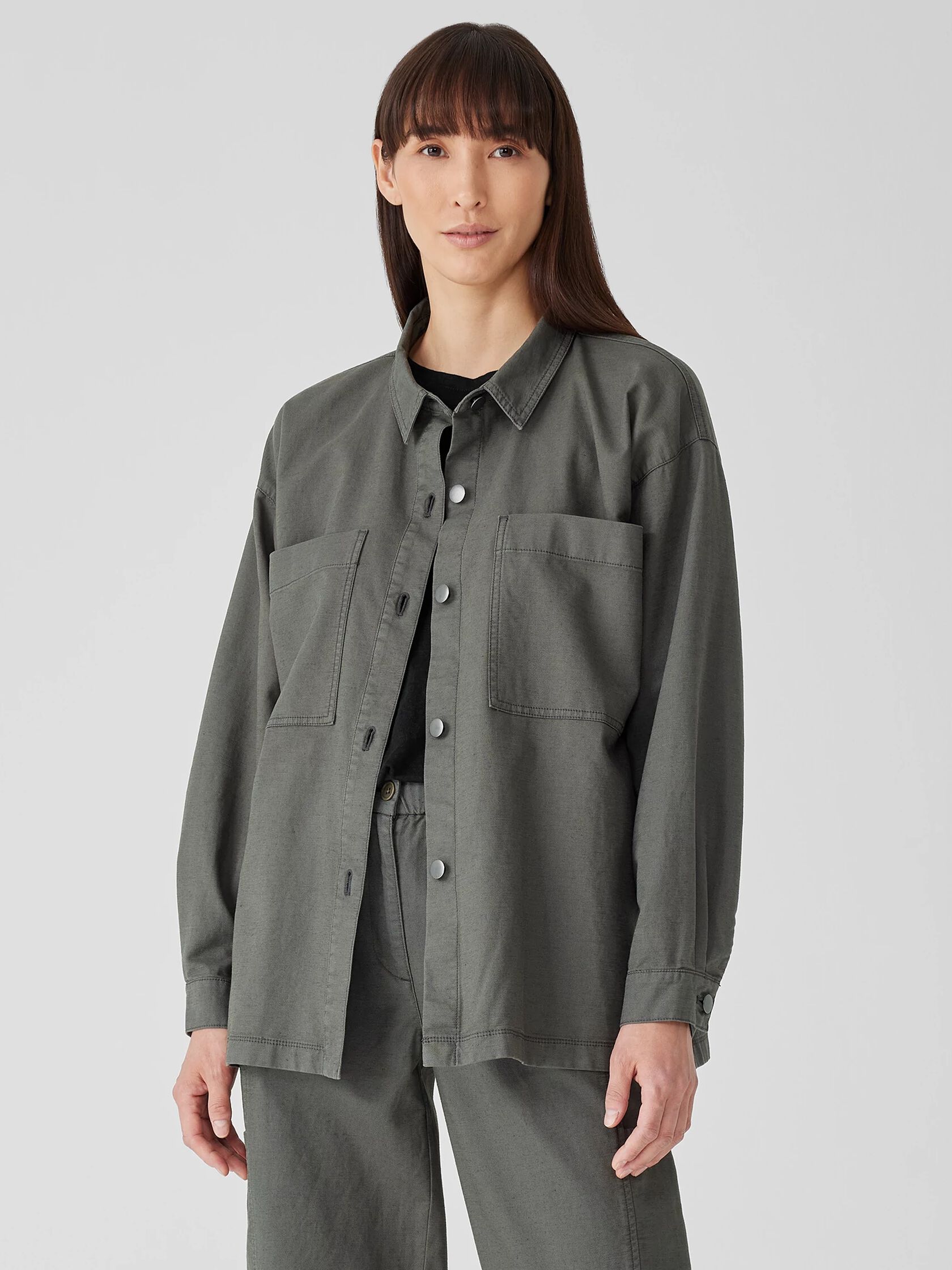 Cotton Hemp Stretch Shirt Jacket