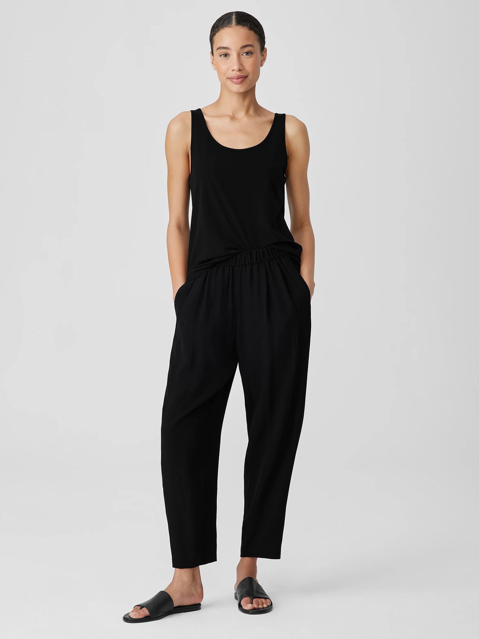 Stretch Silk Jersey Scoop Neck Tank