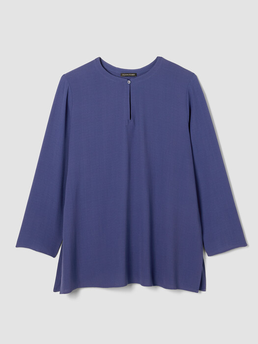 Silk Georgette Crepe Keyhole Top