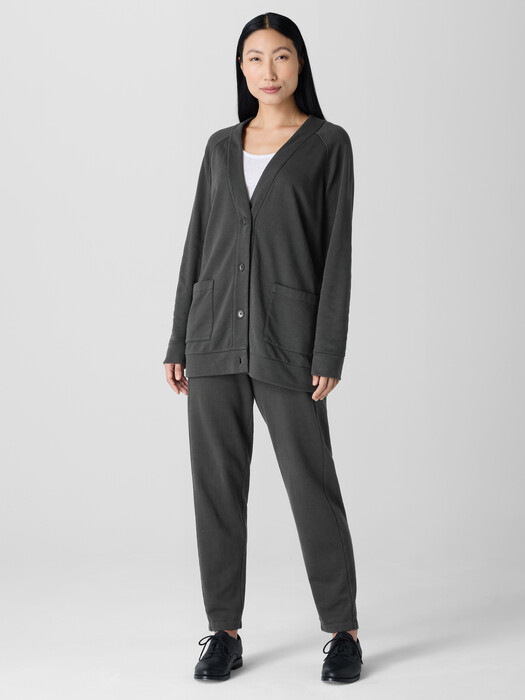 Garment-Dyed Terry Long Cardigan