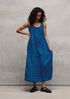 Puckered Organic Linen Plaid Tiered Dress