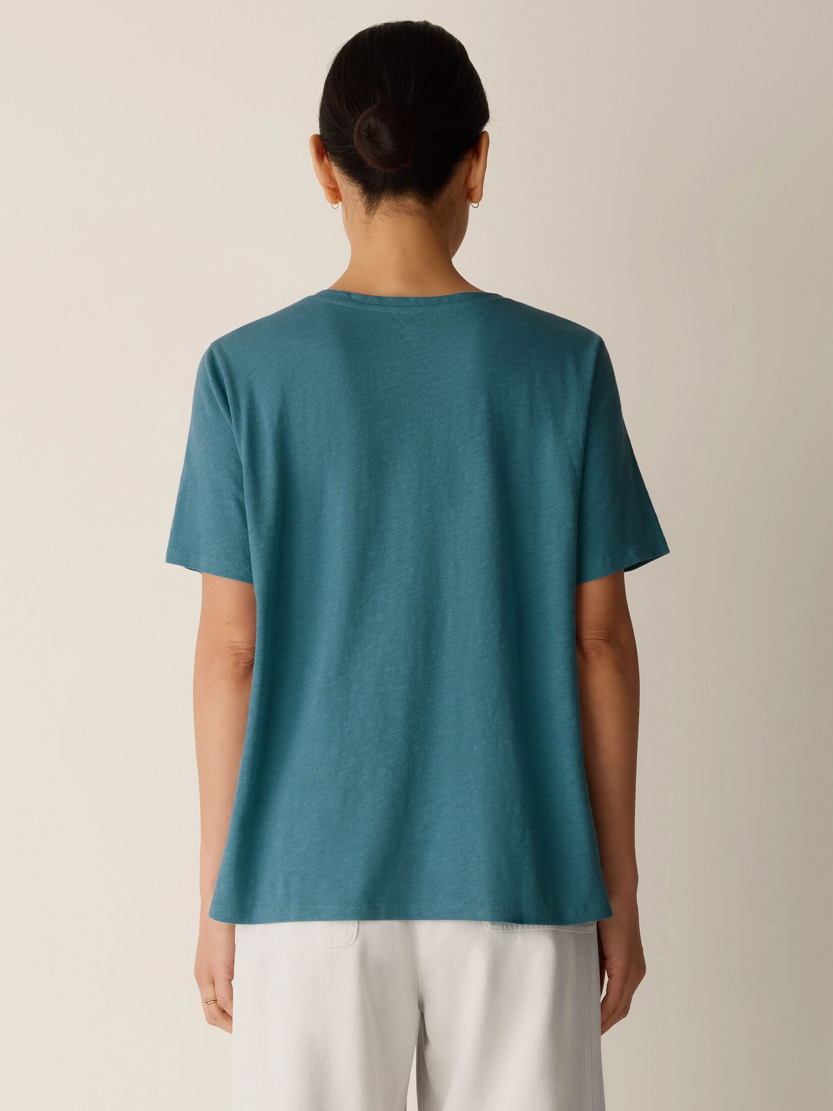 Organic Cotton Slubby Jersey V-Neck Tee