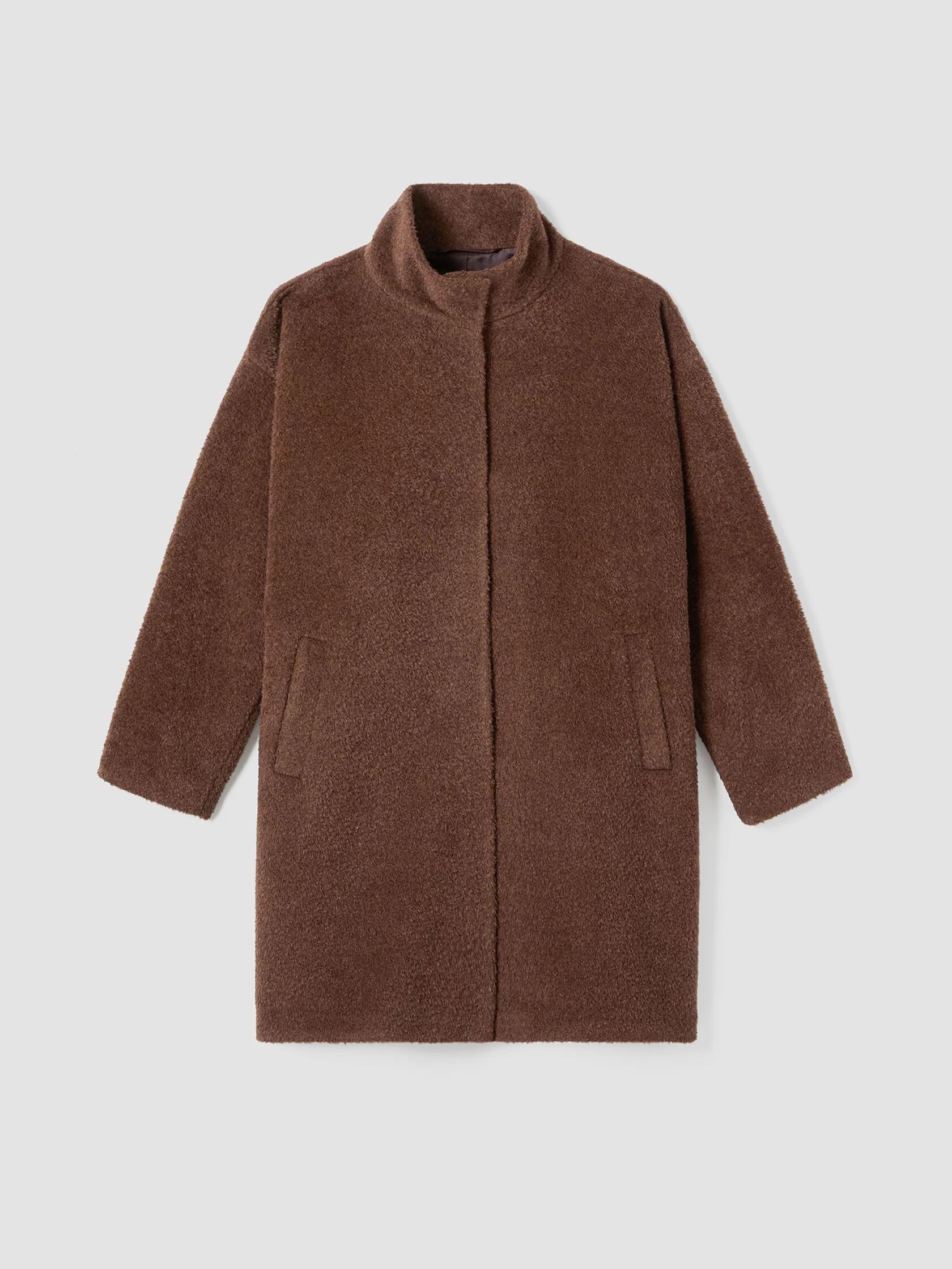 Sheared Suri Alpaca Stand Collar Coat