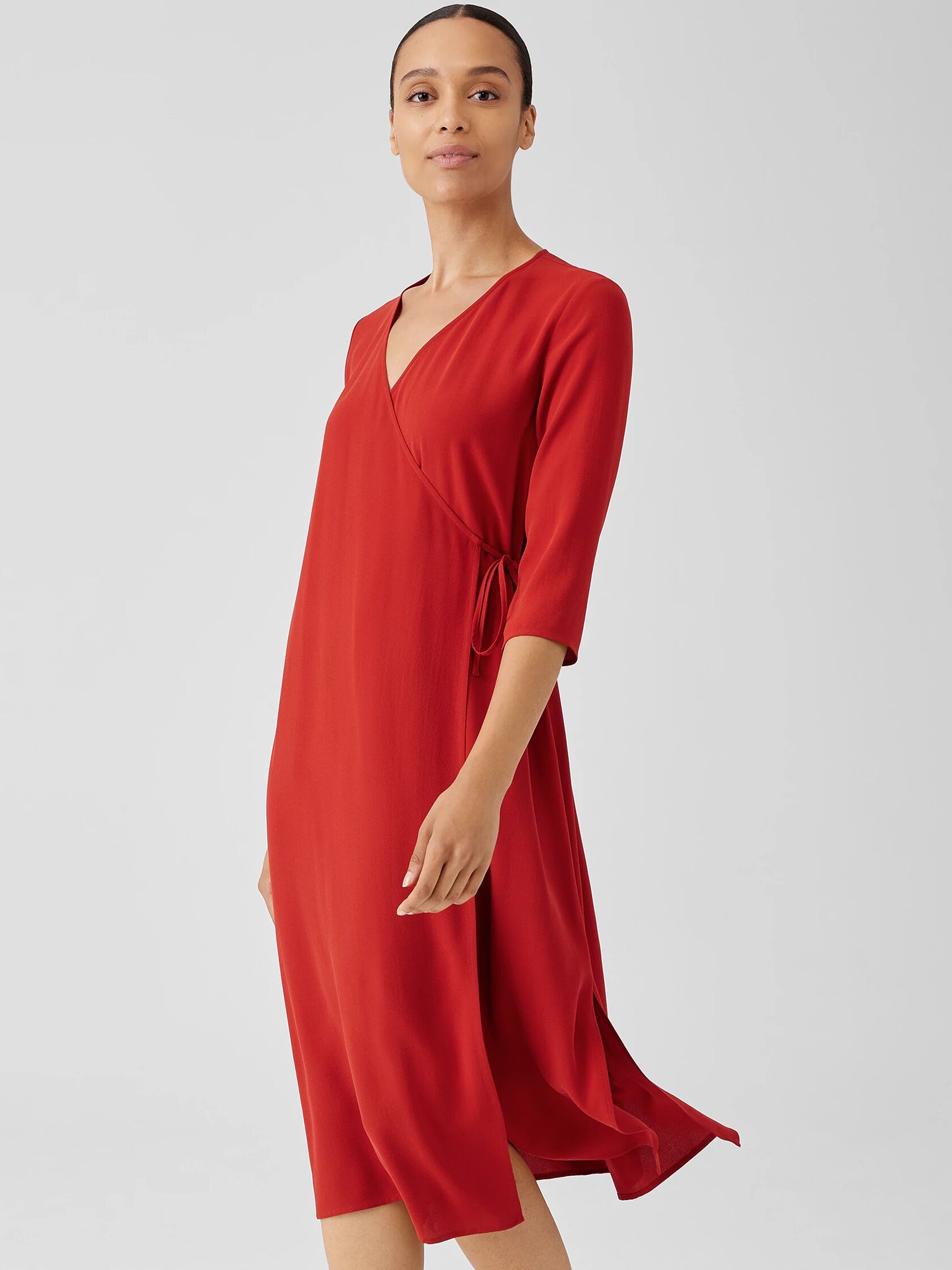 Silk Georgette Crepe Wrap Dress