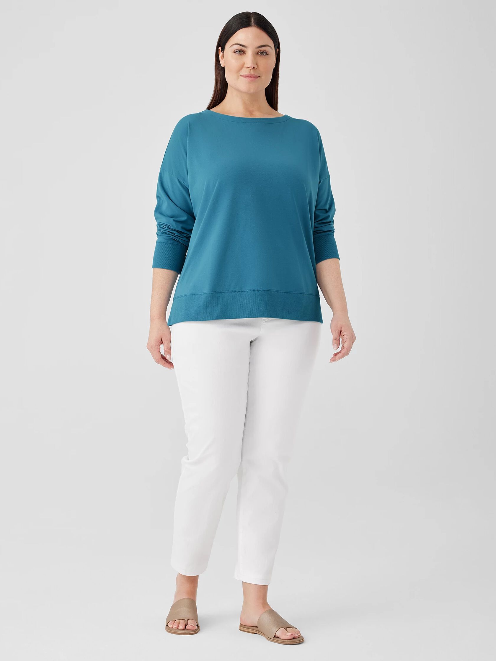 Pima Cotton Stretch Jersey Bateau Neck Top