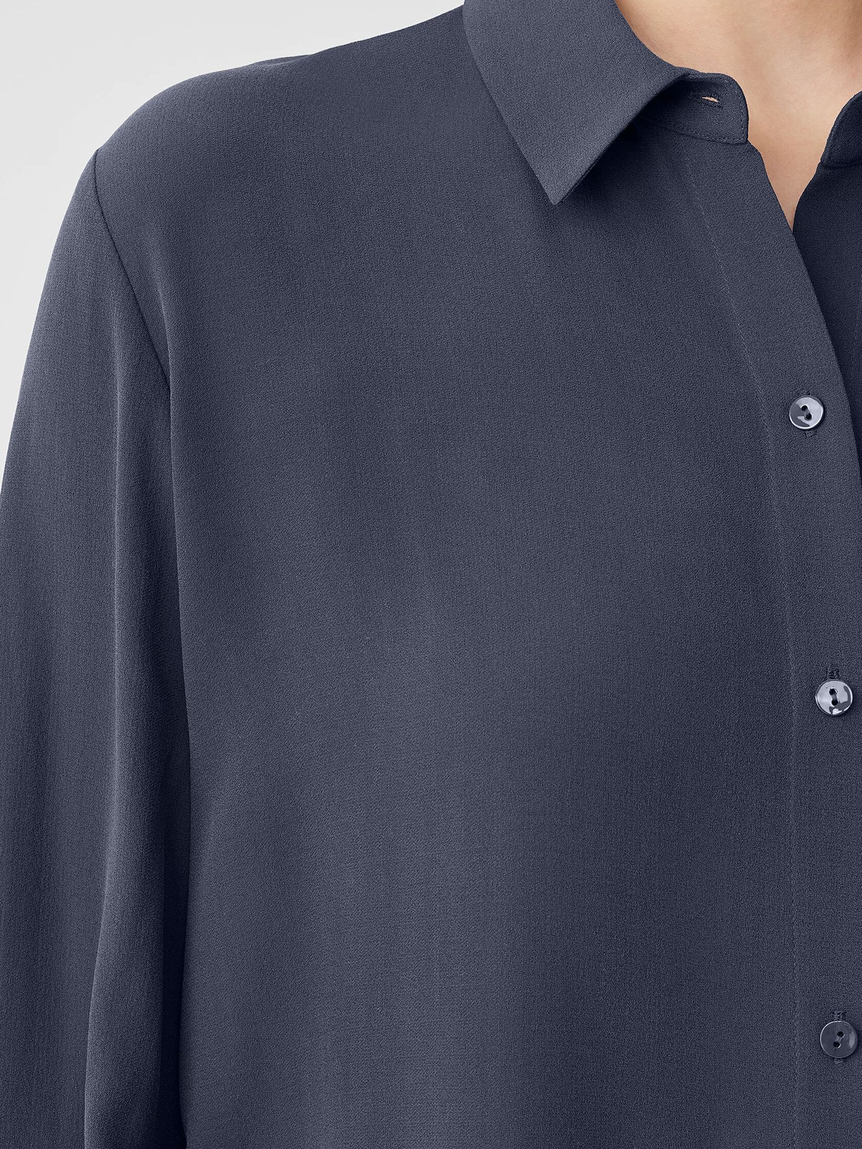 Silk Georgette Crepe Classic Collar Shirt
