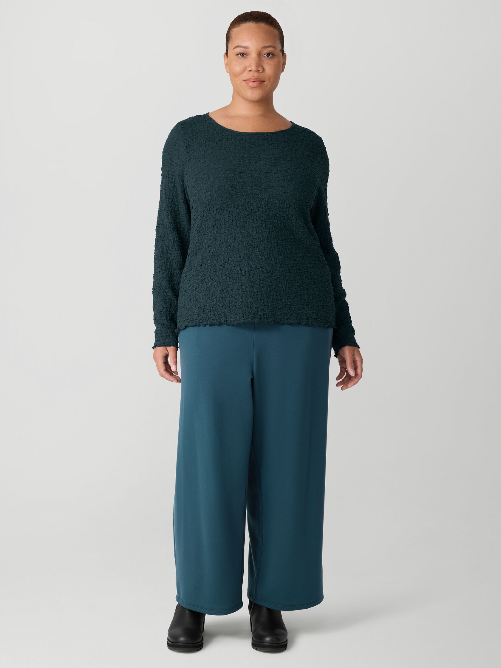 Bubble Jacquard Round Neck Top