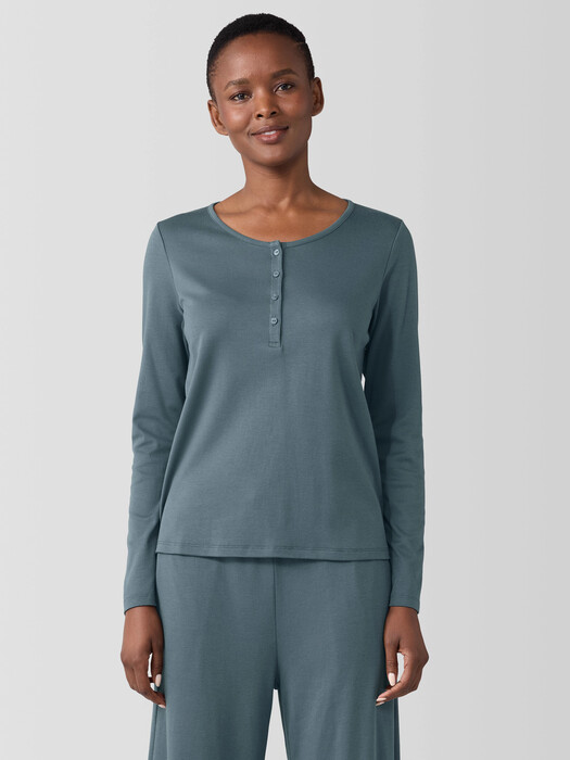 Organic Cotton Interlock Henley Sleep Top