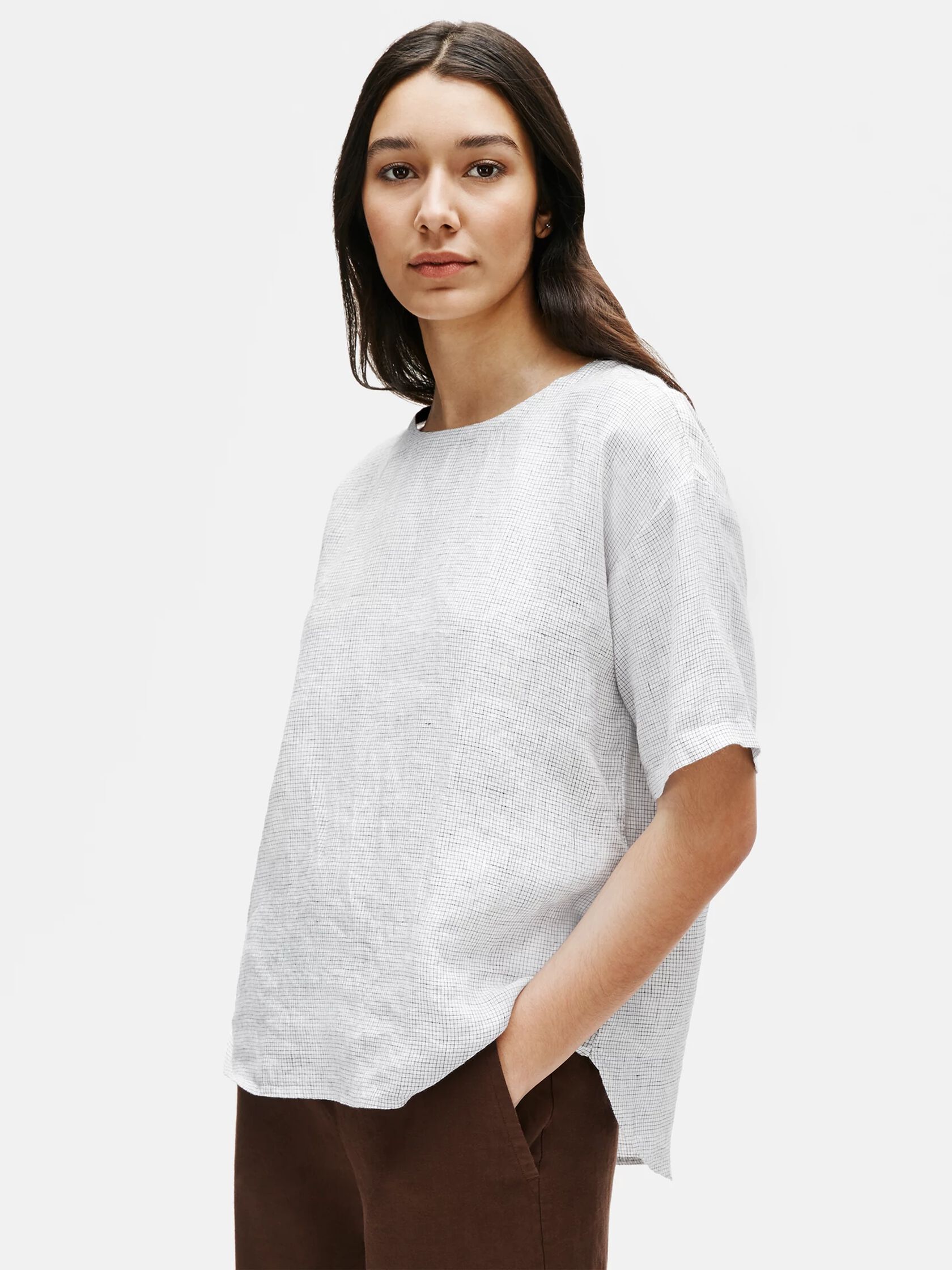 Organic Linen Check Box-Top