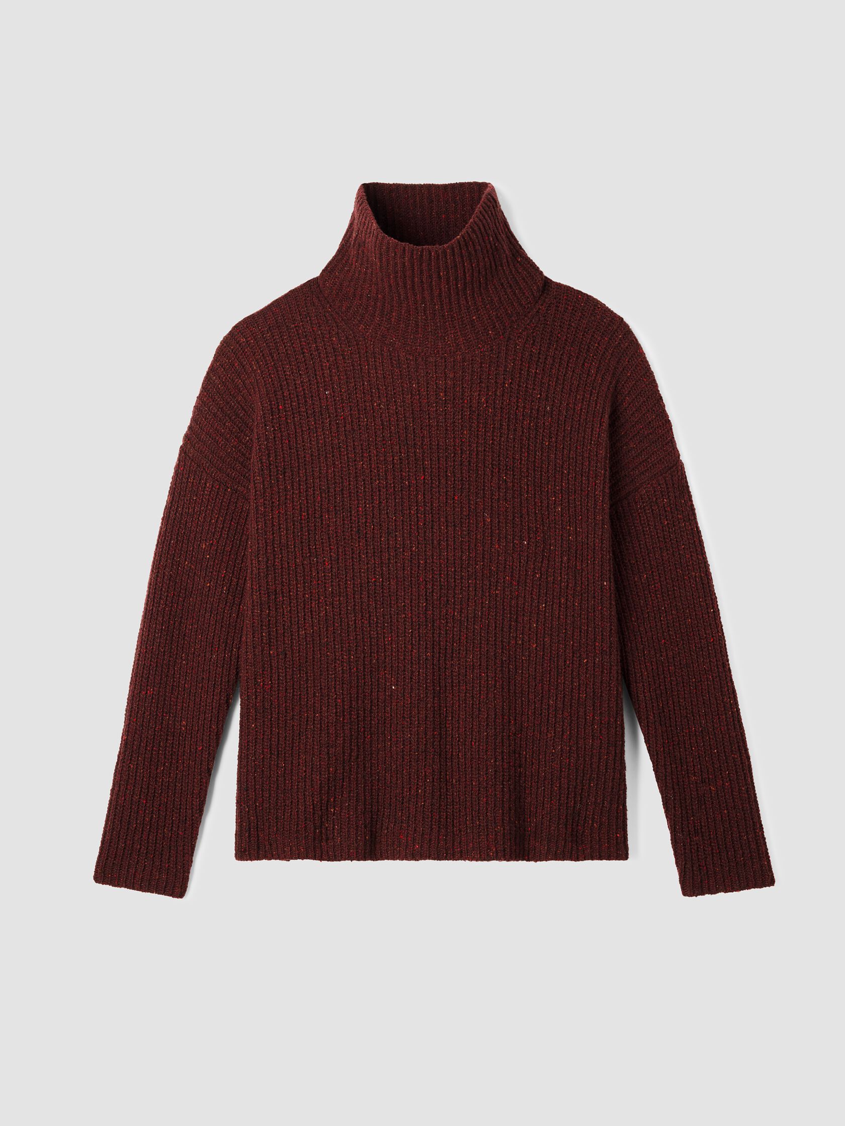 Recycled Cashmere Tweed Turtleneck Top
