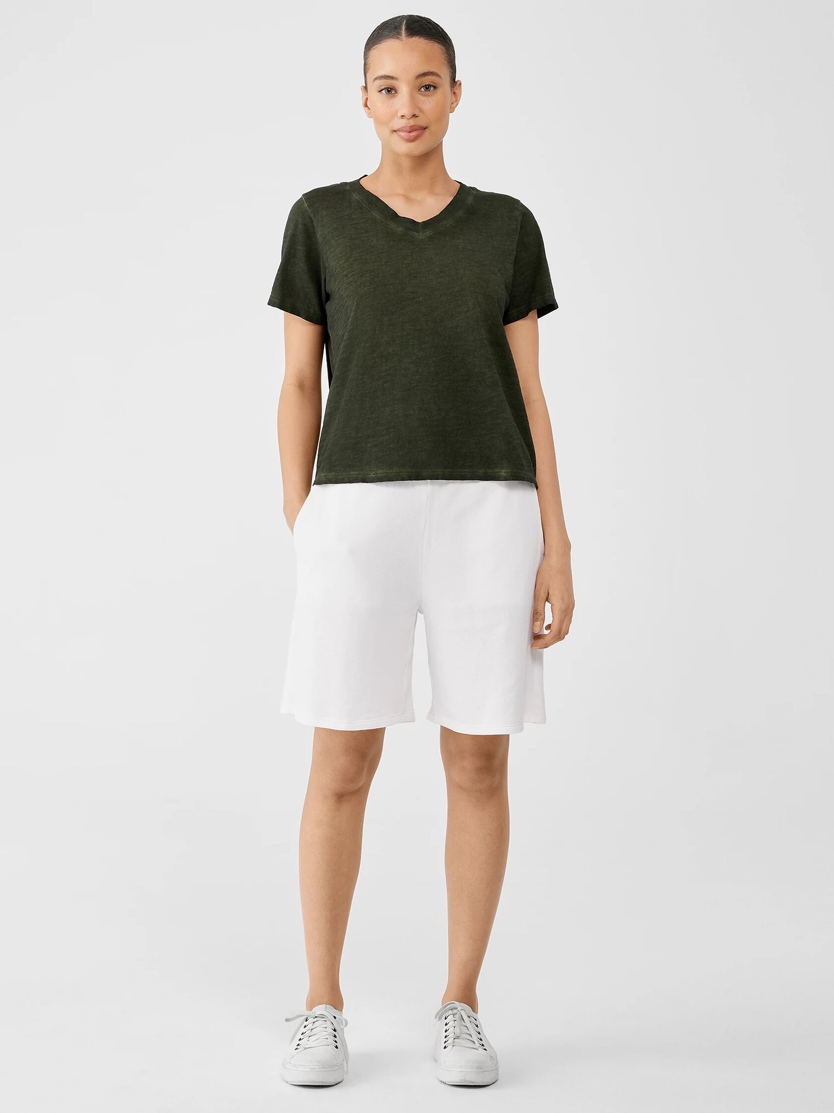 Organic Cotton Hazy Slub V-Neck Tee