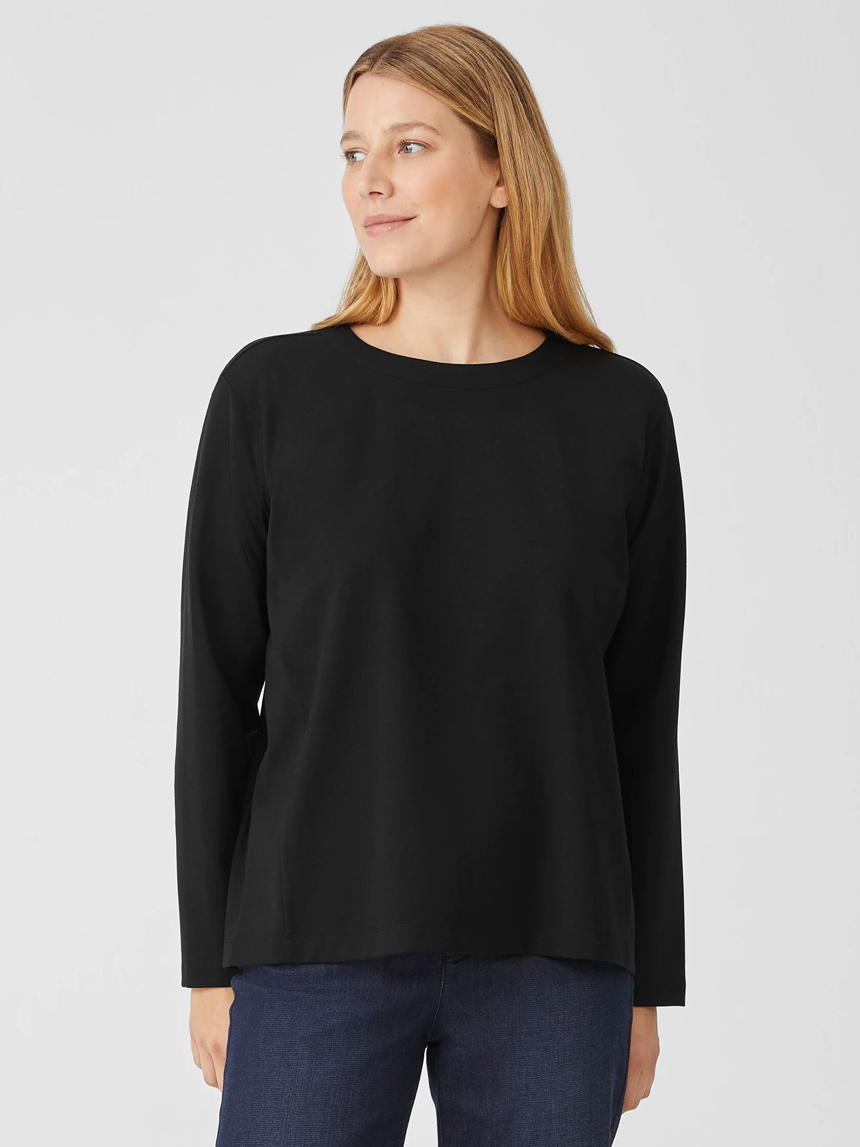 Washable Flex Ponte Crew Neck Top | EILEEN FISHER