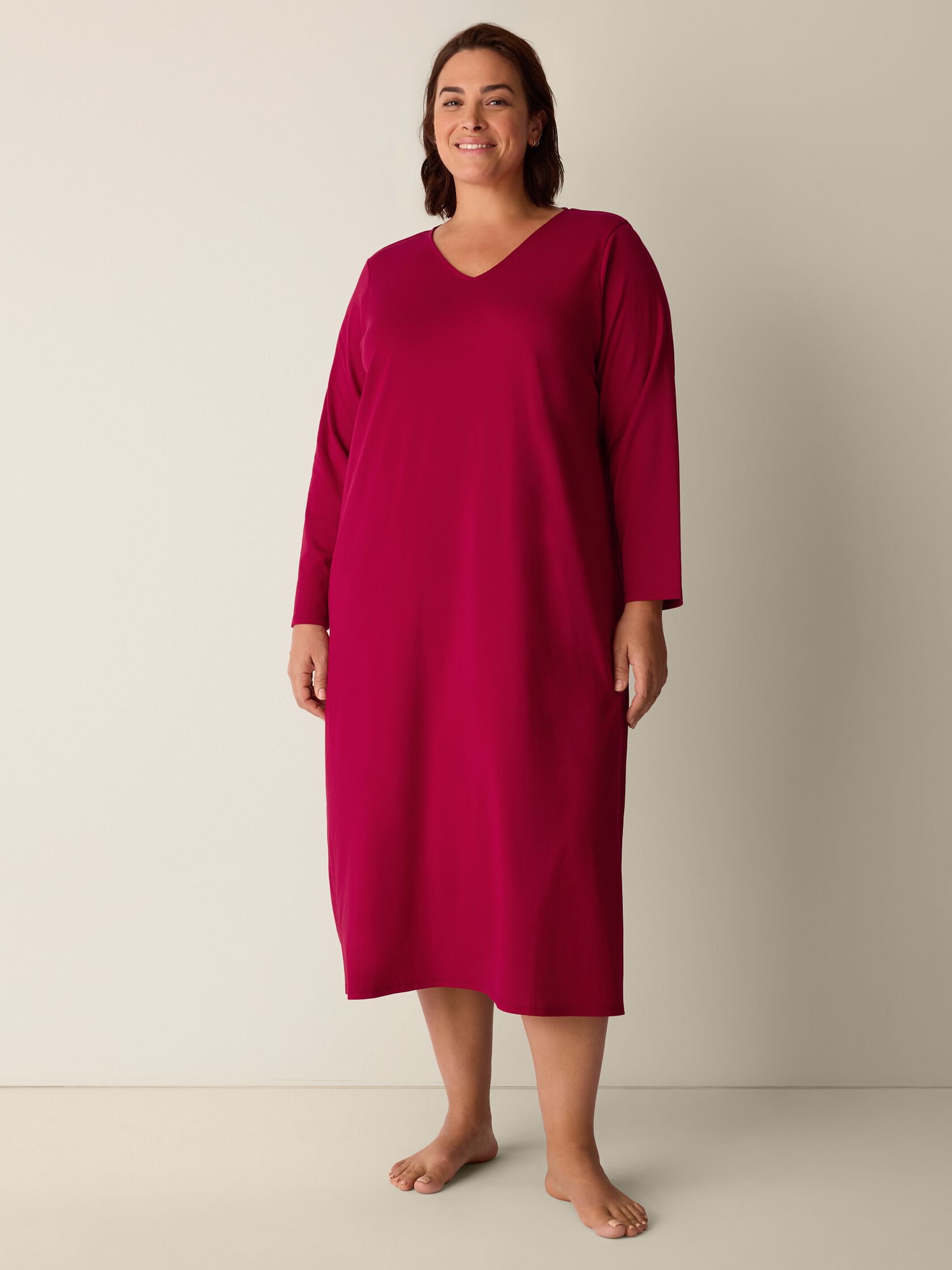 Organic Cotton Interlock V-Neck Sleep Dress