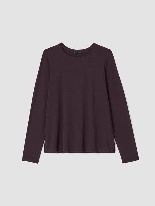 Stretch Jersey Knit Crew Neck Top