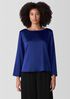 Stretch Silk Charmeuse Bateau Neck Top