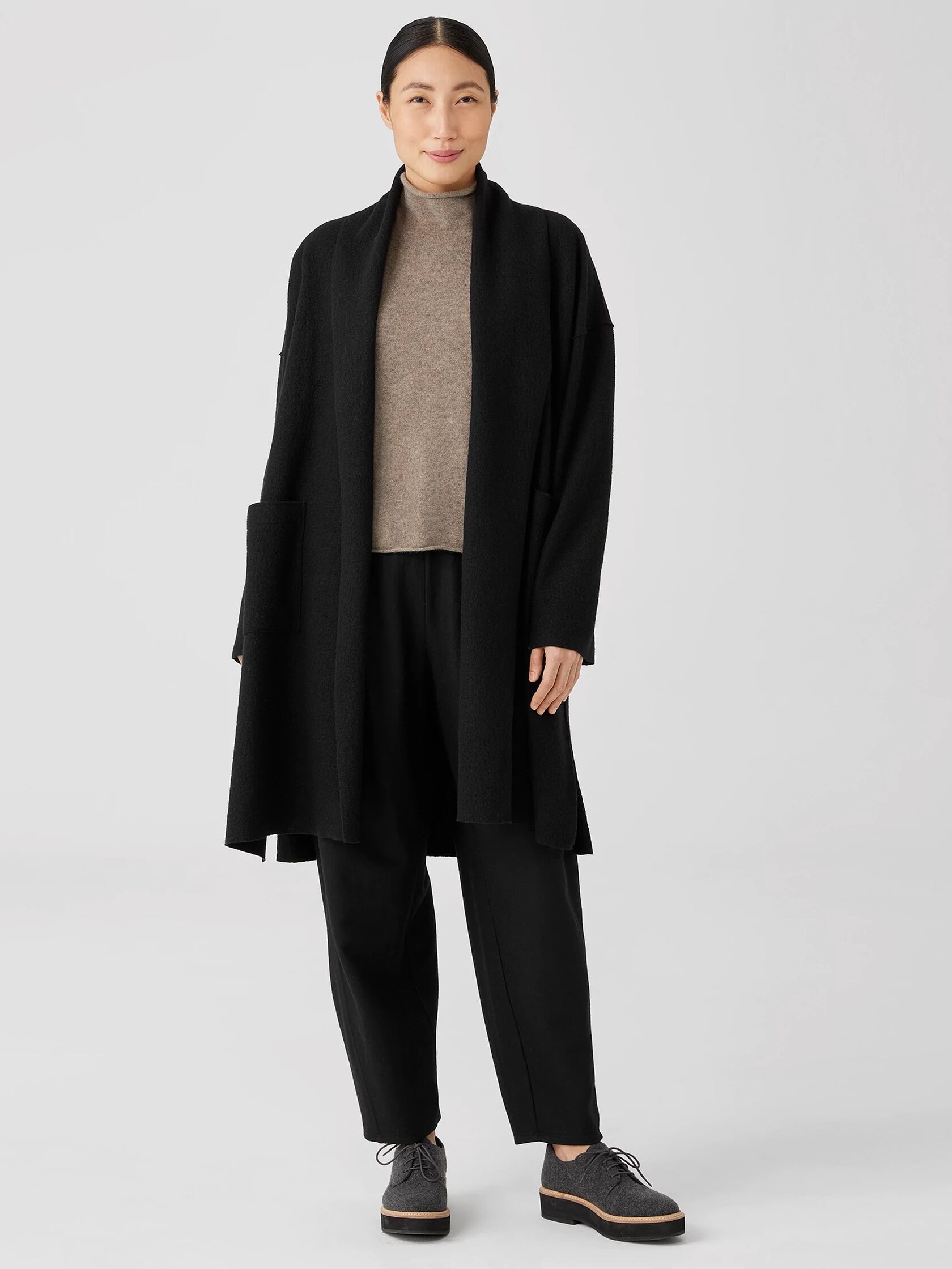 Lightweight Boiled Wool Coat in Responsible Wool