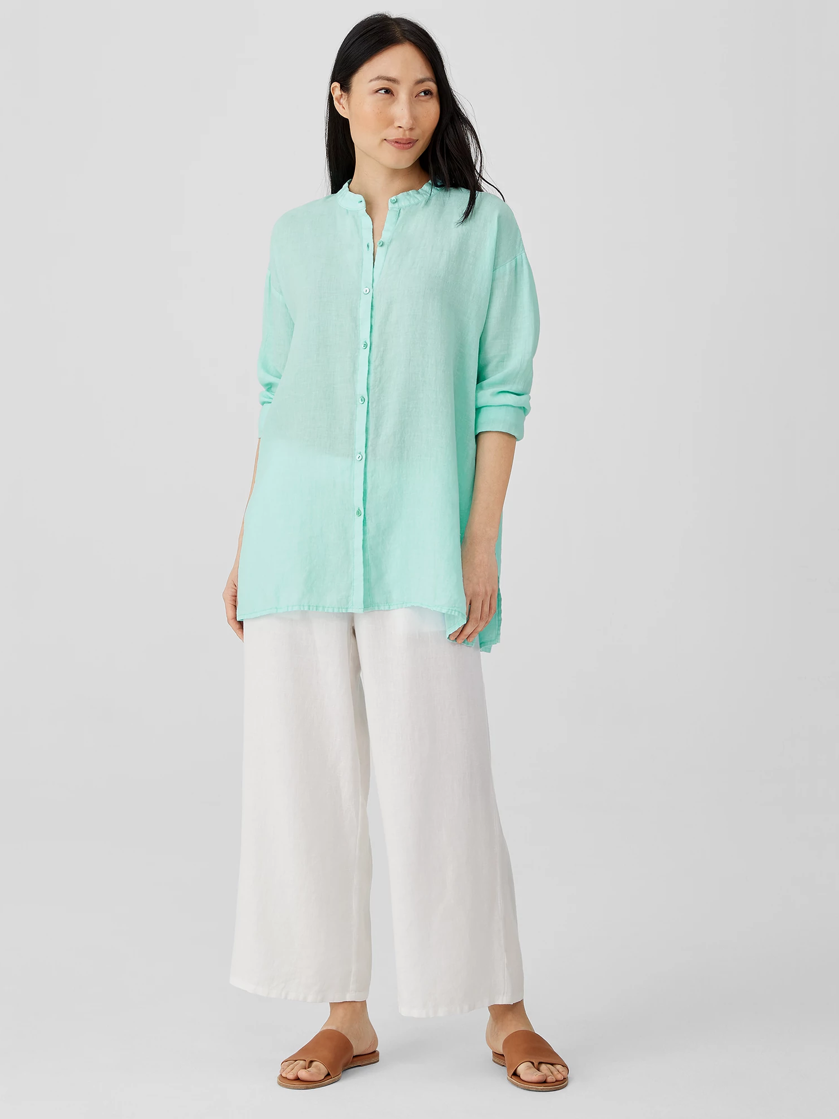 Garment-Dyed Organic Handkerchief Linen Shirt | EILEEN FISHER